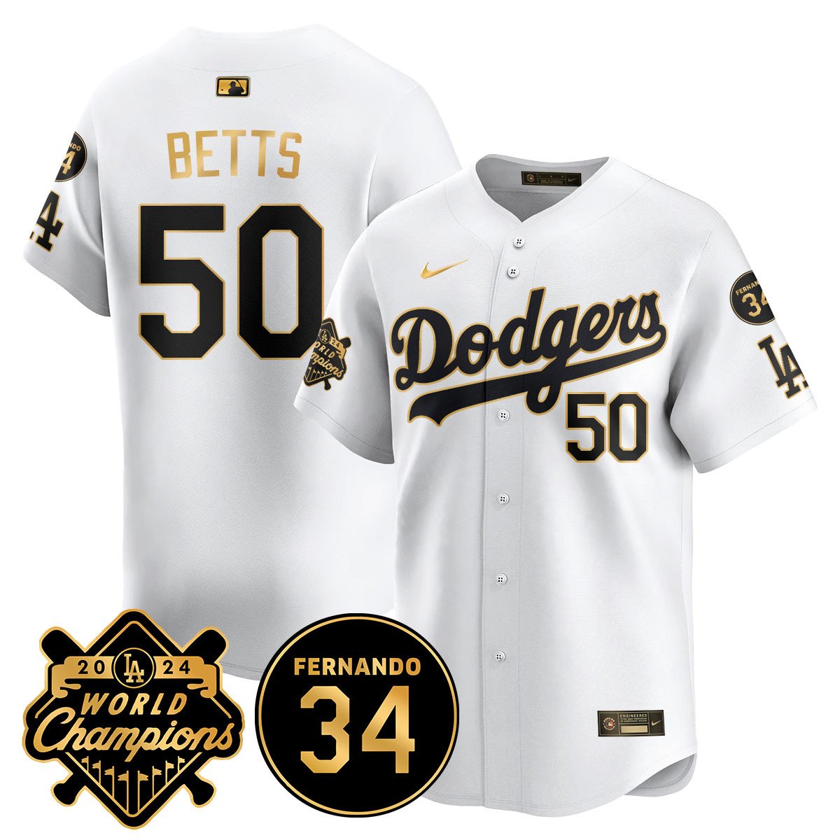 LA Dodgers - World Series Champions 2024/Fernando Valenzuela Memorial Jersey - Stitched