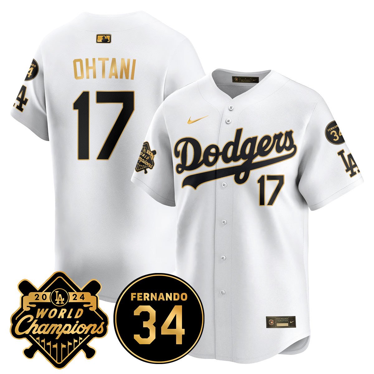 LA Dodgers - World Series Champions 2024/Fernando Valenzuela Memorial Jersey - Stitched
