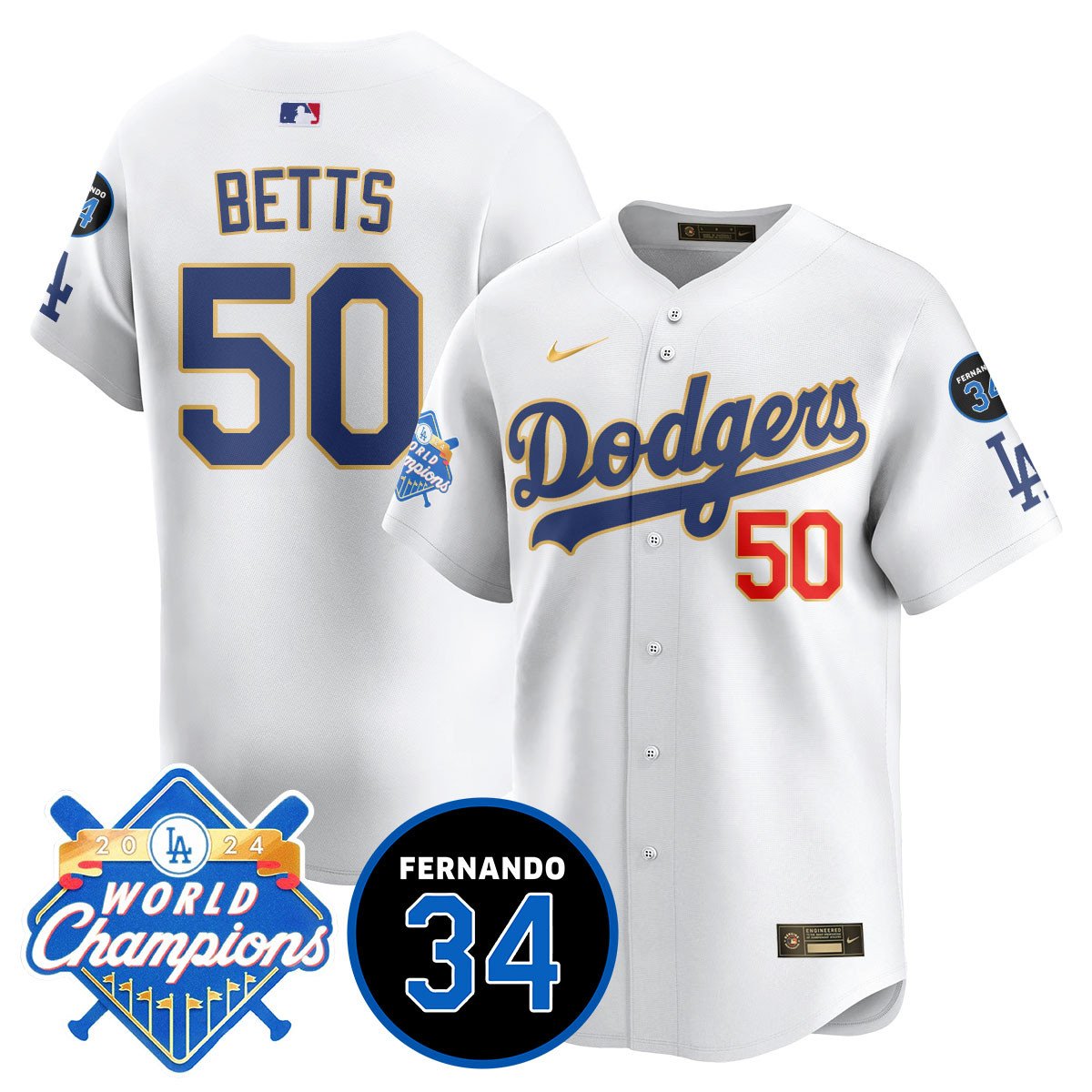 LA Dodgers - World Series Champions 2024/Fernando Valenzuela Memorial Jersey - Stitched