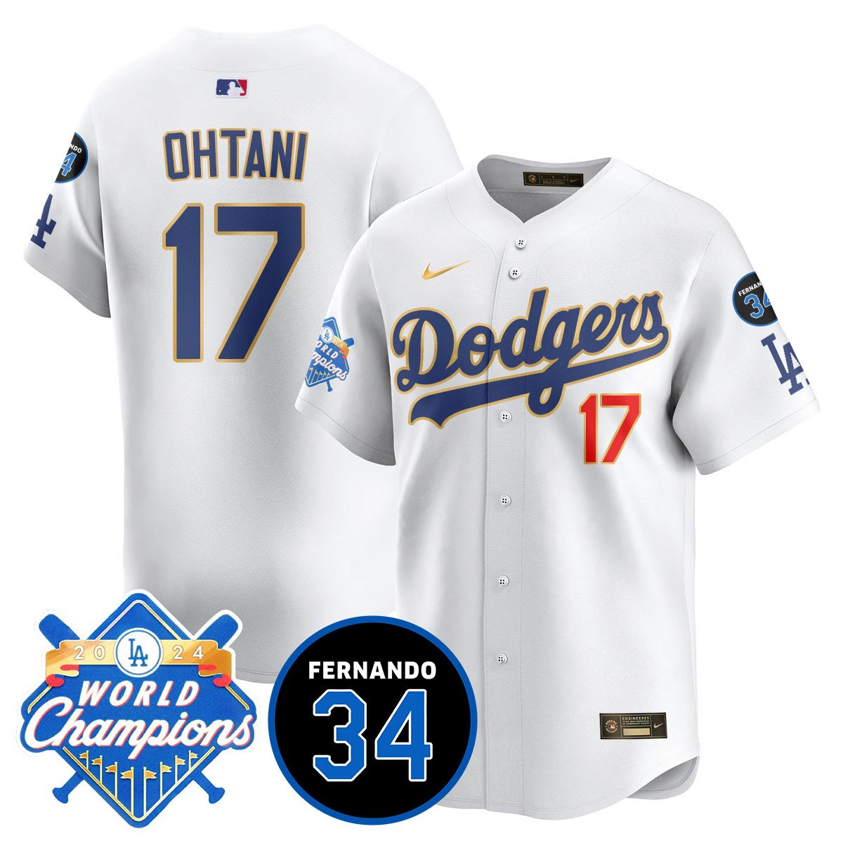 LA Dodgers - World Series Champions 2024/Fernando Valenzuela Memorial Jersey - Stitched