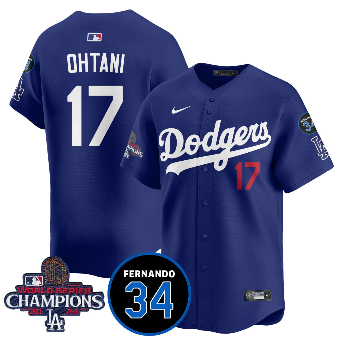 LA Dodgers - World Series Champions 2024/Fernando Valenzuela Memorial Jersey - Stitched N08