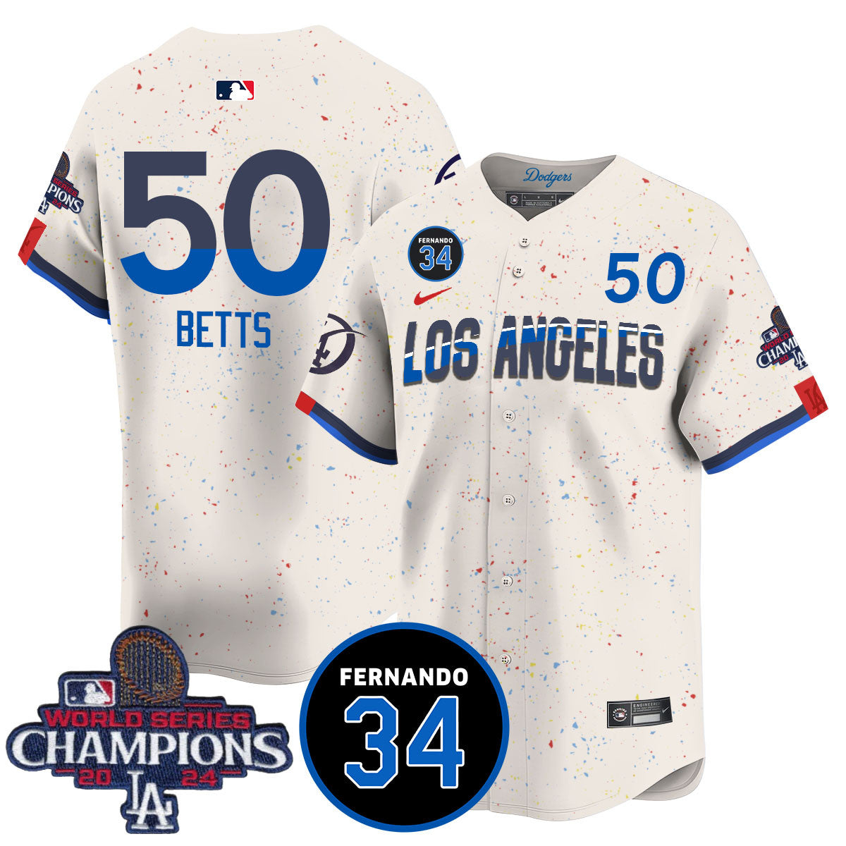LA Dodgers - World Series Champions 2024/Fernando Valenzuela Memorial Jersey - Stitched N08