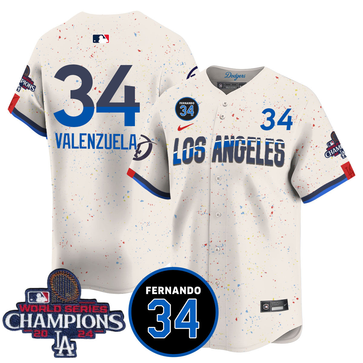 LA Dodgers - World Series Champions 2024/Fernando Valenzuela Memorial Jersey - Stitched N08