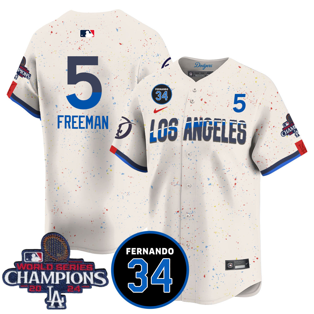 LA Dodgers - World Series Champions 2024/Fernando Valenzuela Memorial Jersey - Stitched N08