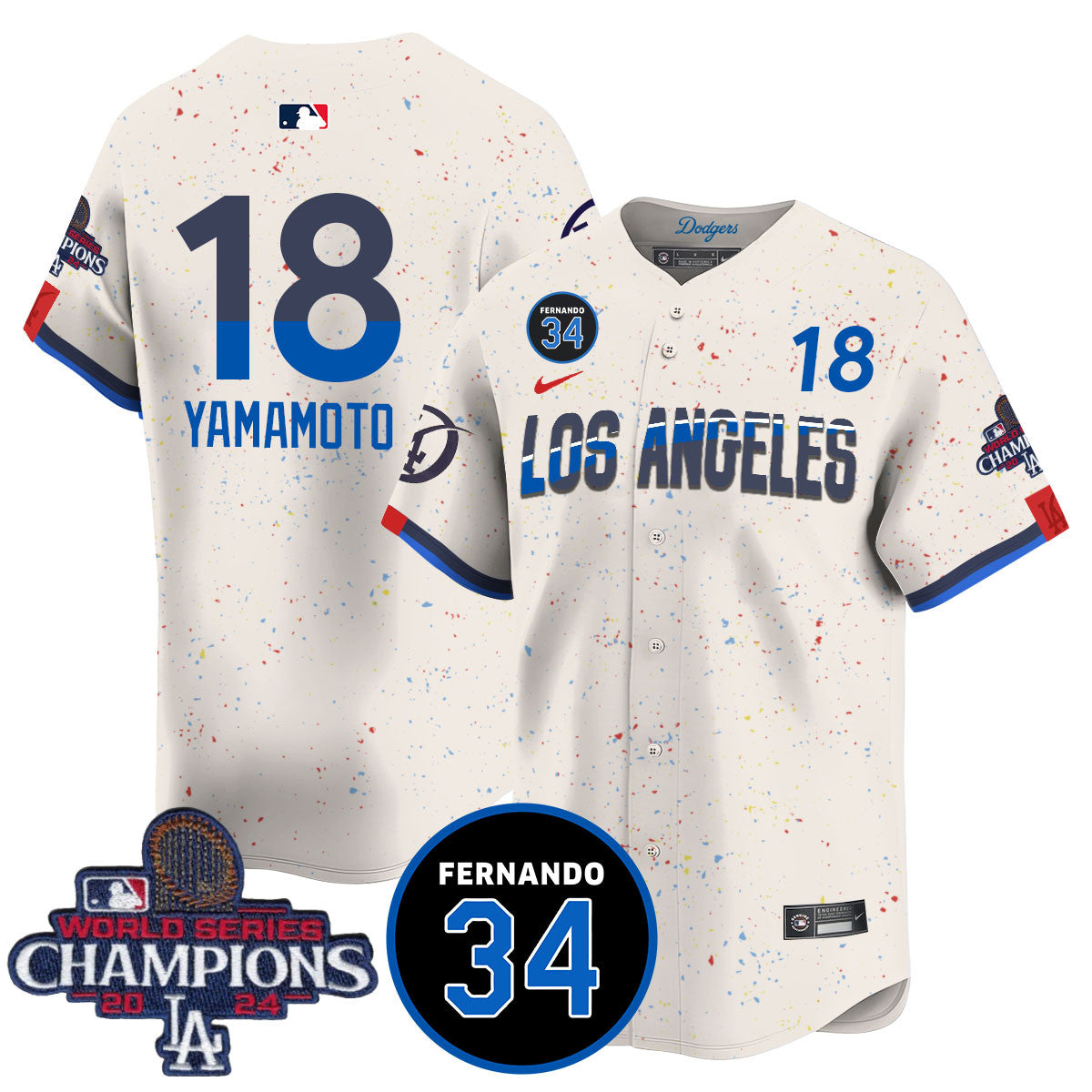 LA Dodgers - World Series Champions 2024/Fernando Valenzuela Memorial Jersey - Stitched N1