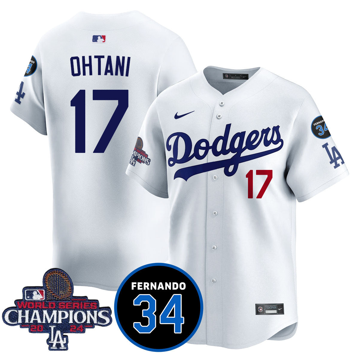 LA Dodgers - World Series Champions 2024/Fernando Valenzuela Memorial Jersey - Stitched N08