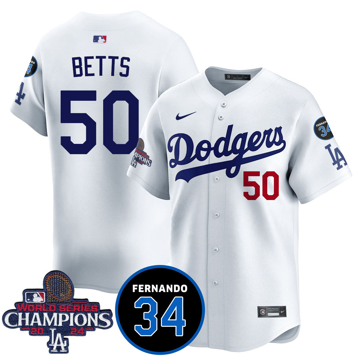 LA Dodgers - World Series Champions 2024/Fernando Valenzuela Memorial Jersey - Stitched N1