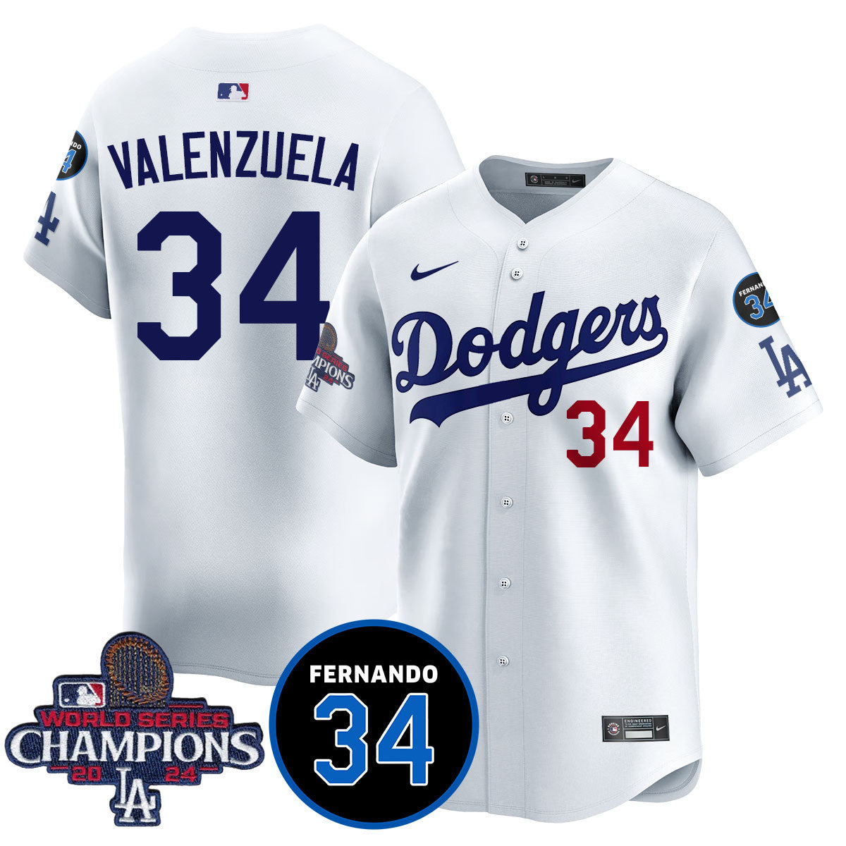 LA Dodgers - World Series Champions 2024/Fernando Valenzuela Memorial Jersey - Stitched N1