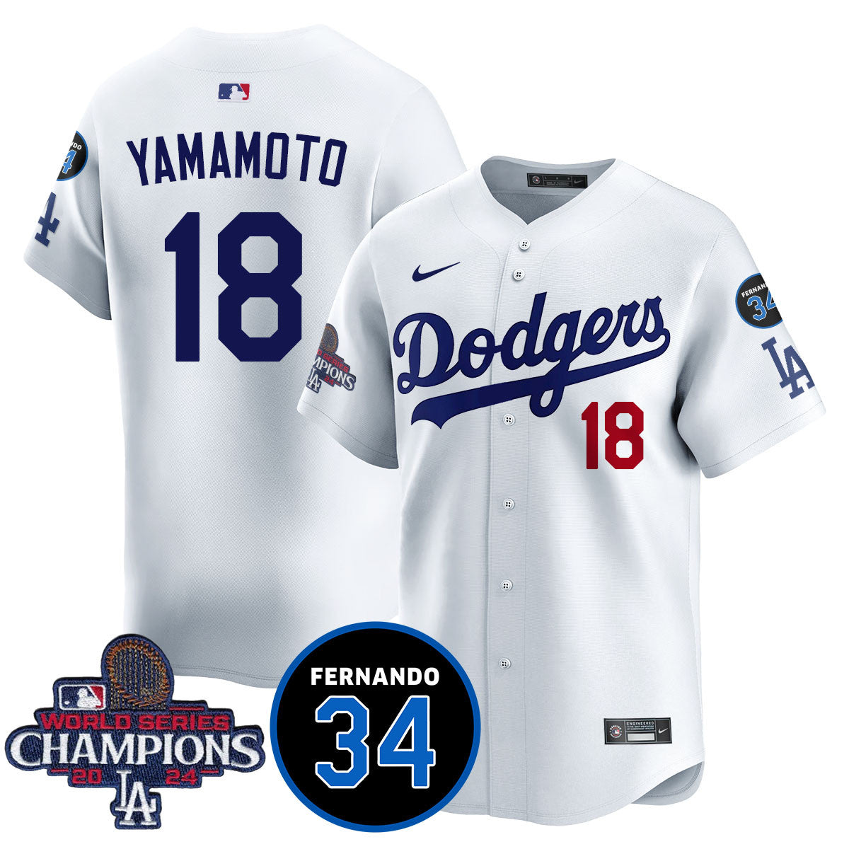 LA Dodgers - World Series Champions 2024/Fernando Valenzuela Memorial Jersey - Stitched N1