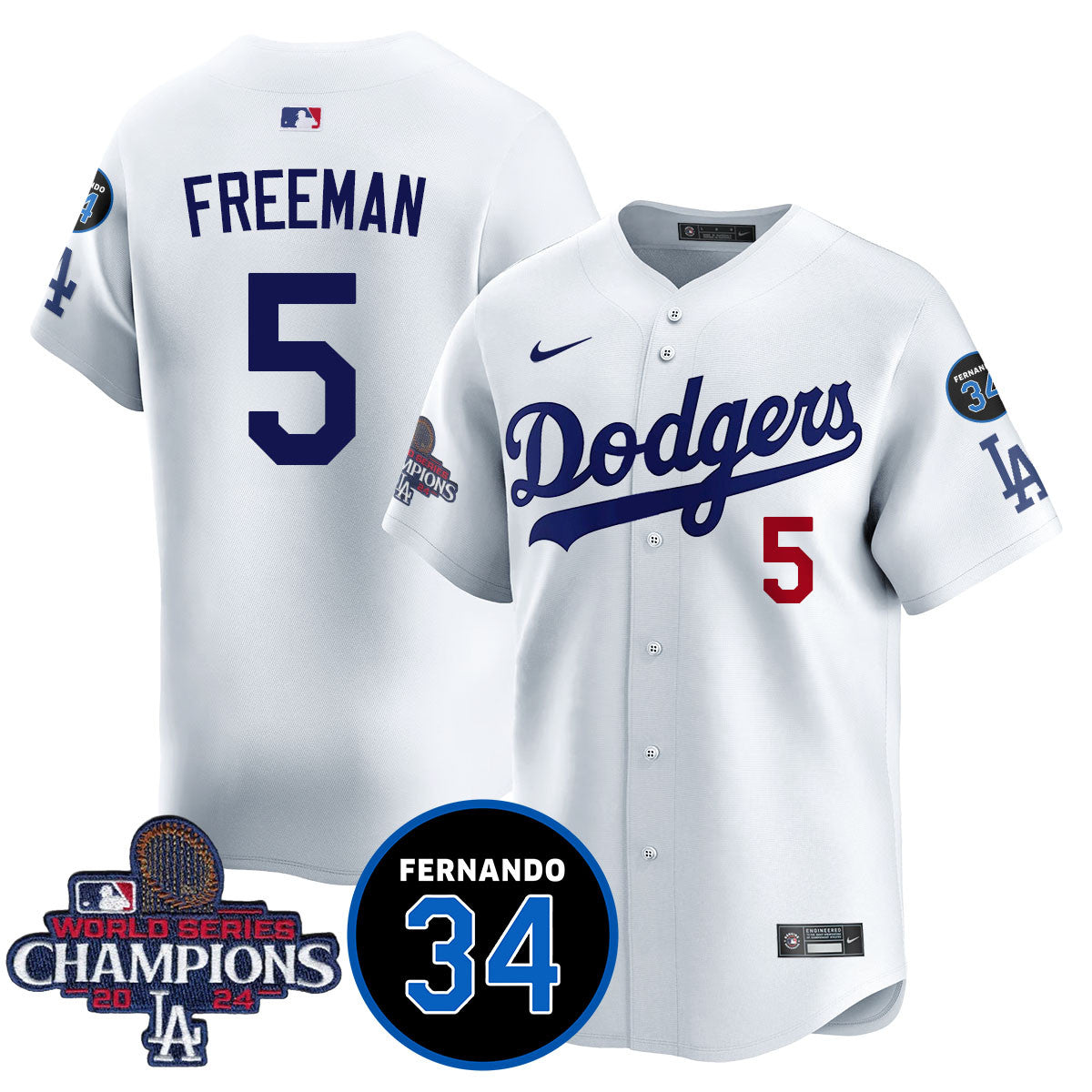 LA Dodgers - World Series Champions 2024/Fernando Valenzuela Memorial Jersey - Stitched N08