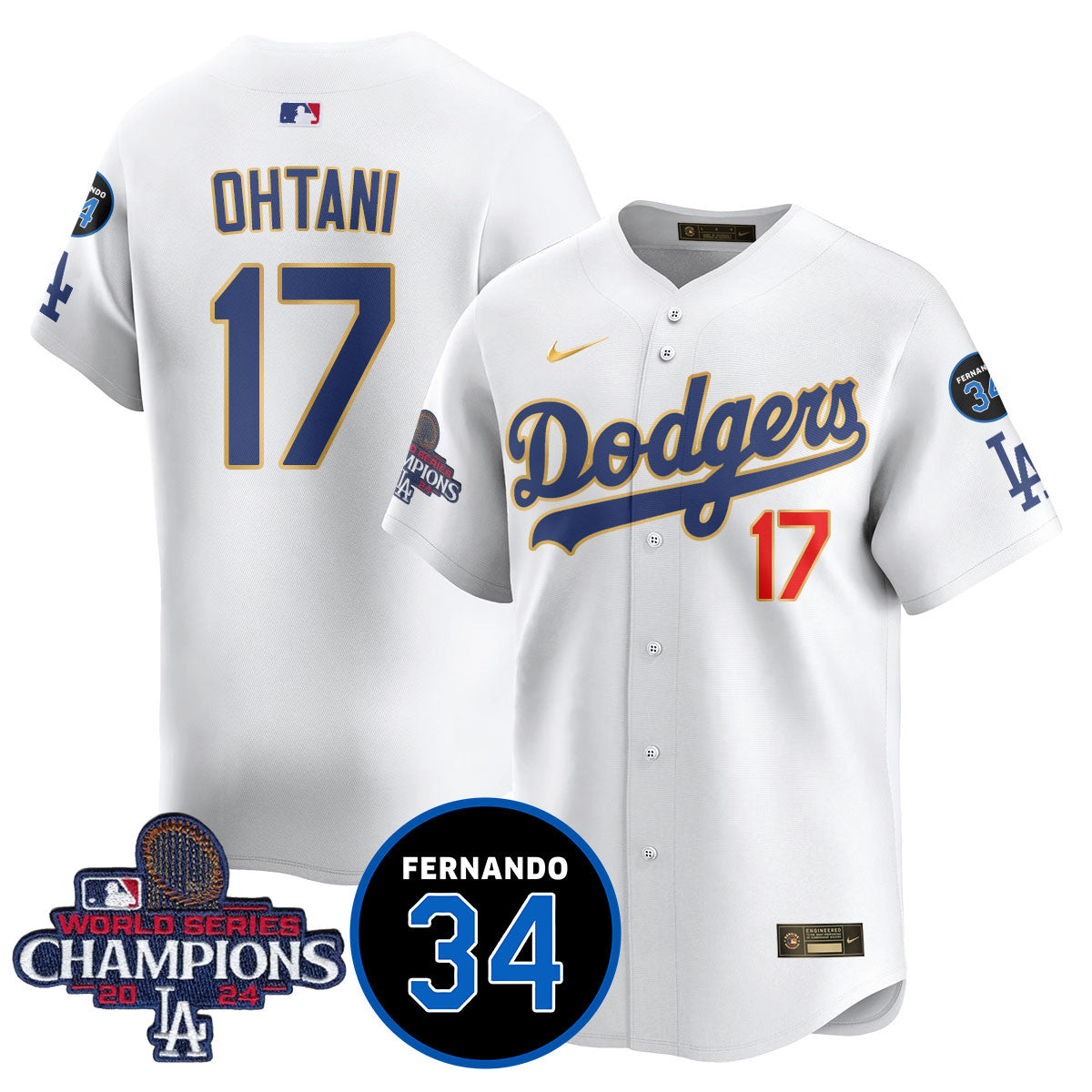 LA Dodgers - World Series Champions 2024/Fernando Valenzuela Memorial Jersey - Stitched N1