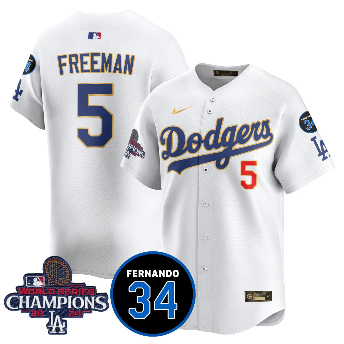 LA Dodgers - World Series Champions 2024/Fernando Valenzuela Memorial Jersey - Stitched N1