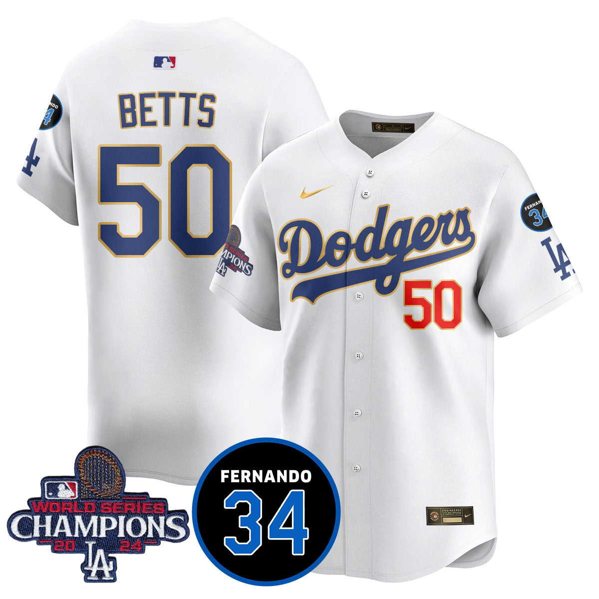 LA Dodgers - World Series Champions 2024/Fernando Valenzuela Memorial Jersey - Stitched N08