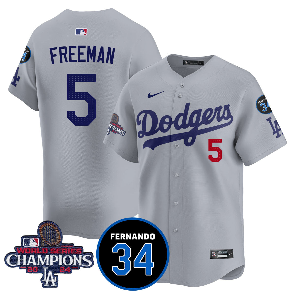 LA Dodgers - World Series Champions 2024/Fernando Valenzuela Memorial Jersey - Stitched N08