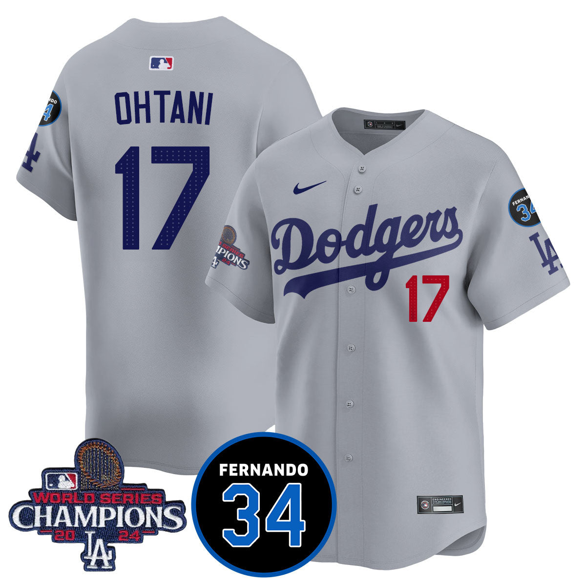 LA Dodgers - World Series Champions 2024/Fernando Valenzuela Memorial Jersey - Stitched N08