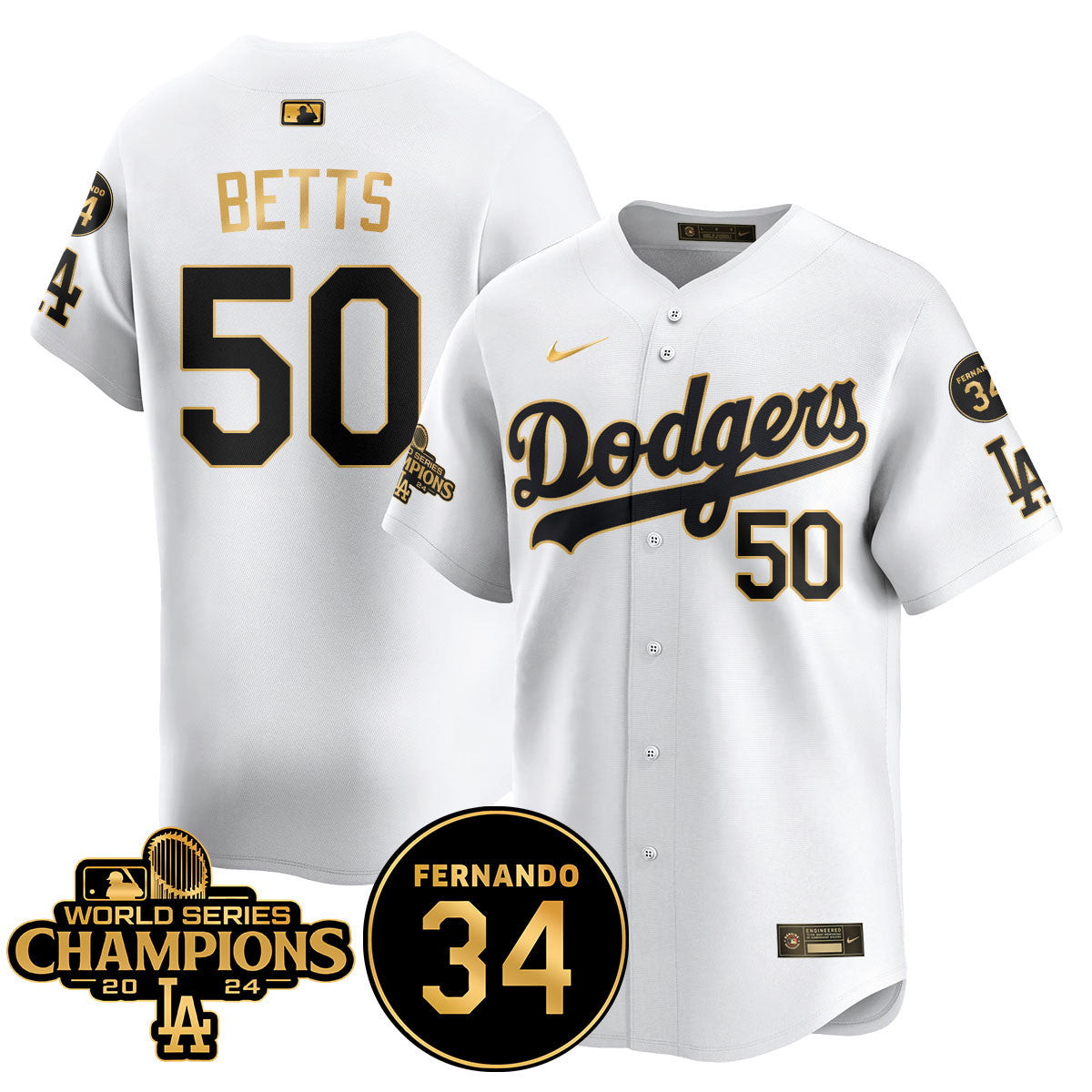 LA Dodgers - World Series Champions 2024/Fernando Valenzuela Memorial Jersey - Stitched N08