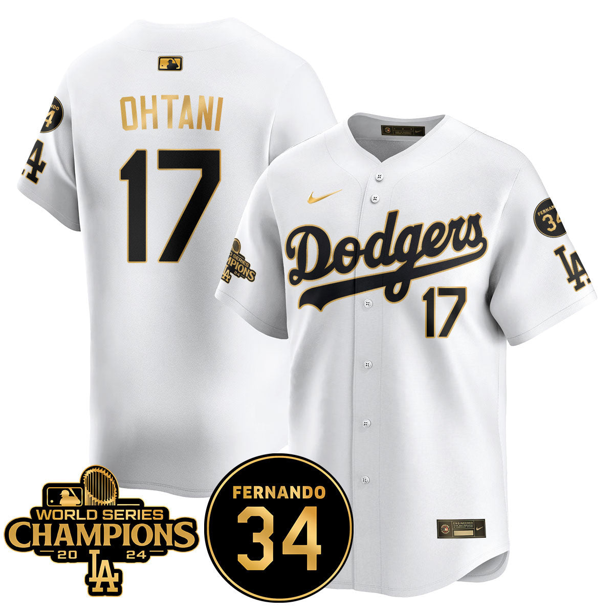 LA Dodgers - World Series Champions 2024/Fernando Valenzuela Memorial Jersey - Stitched N1