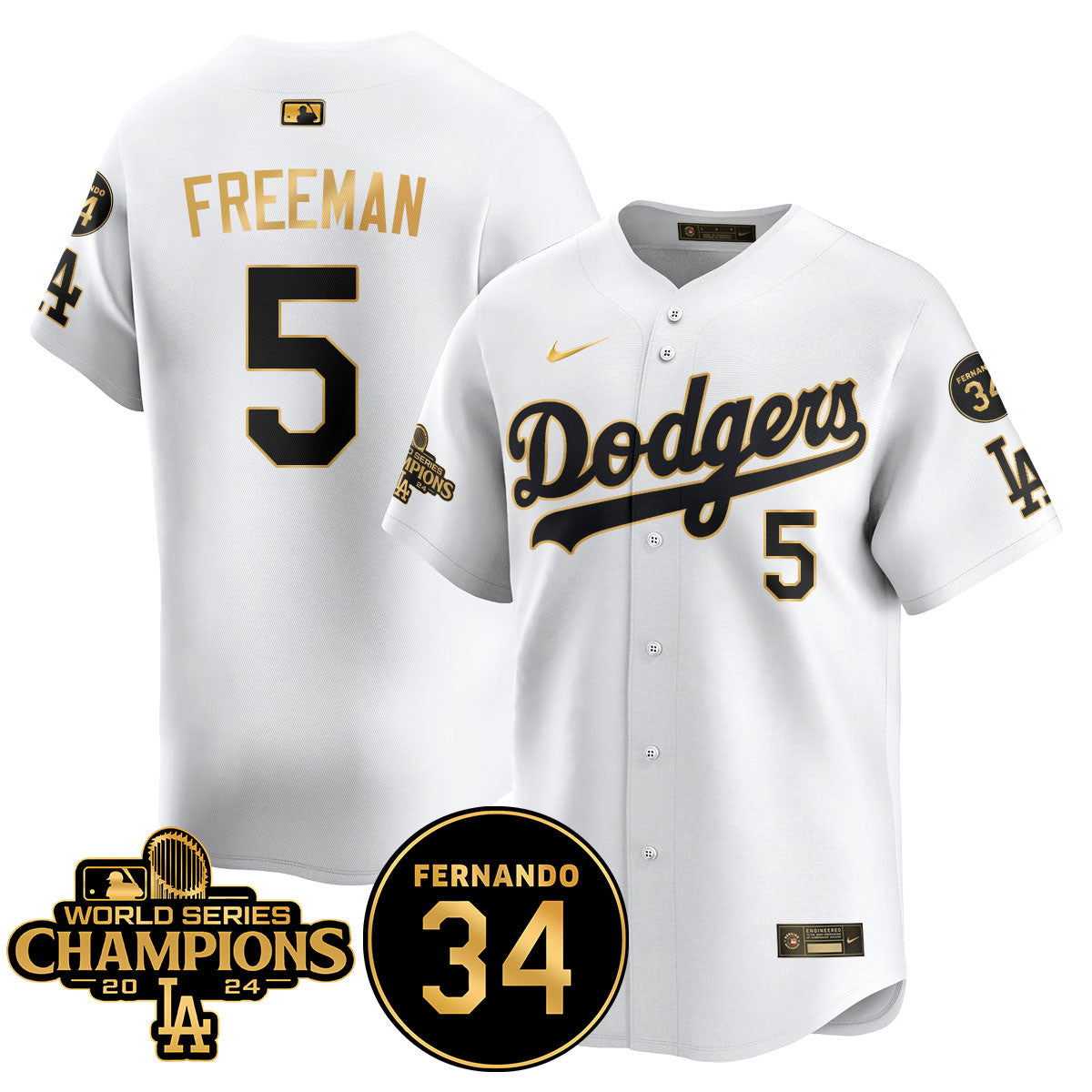 LA Dodgers - World Series Champions 2024/Fernando Valenzuela Memorial Jersey - Stitched N1