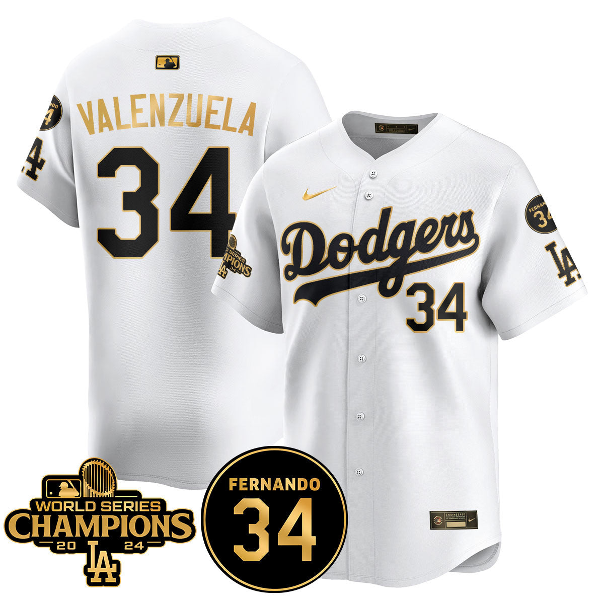 LA Dodgers - World Series Champions 2024/Fernando Valenzuela Memorial Jersey - Stitched N08