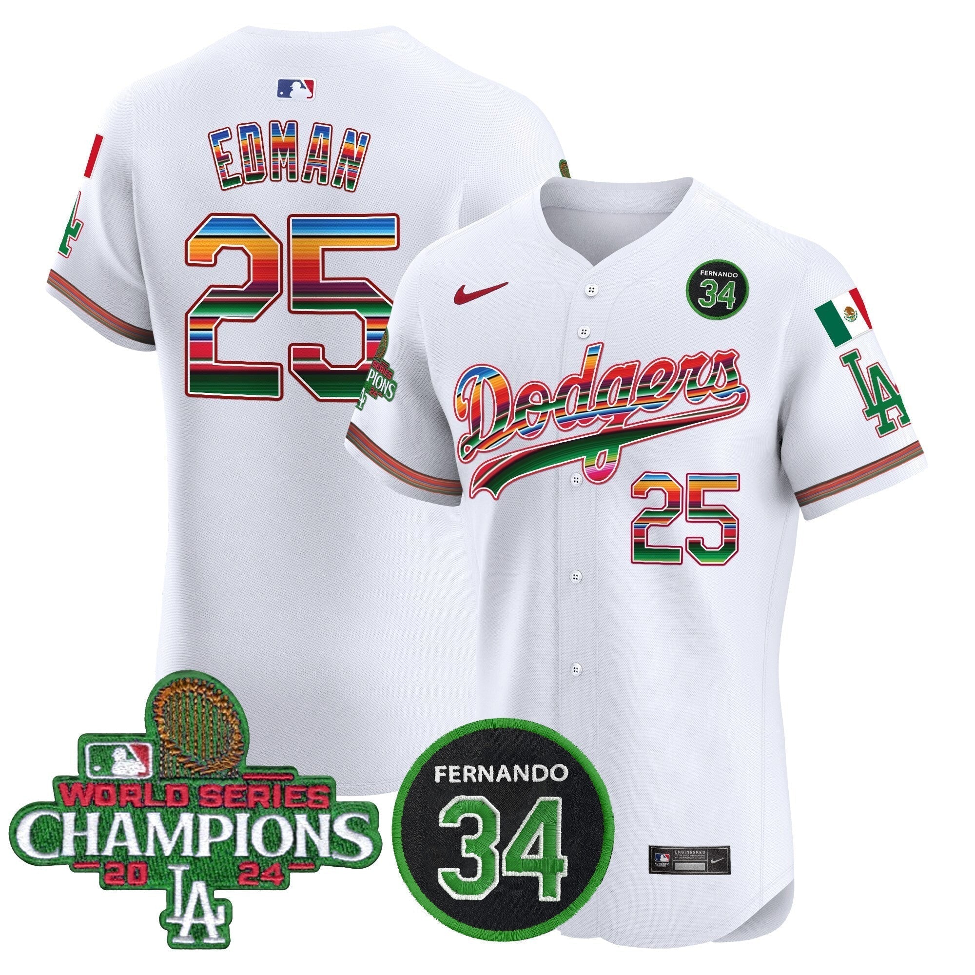 Dodgers Mexico 2024 World Series Champions Vapor Premier Elite Jersey V2 - Stitched