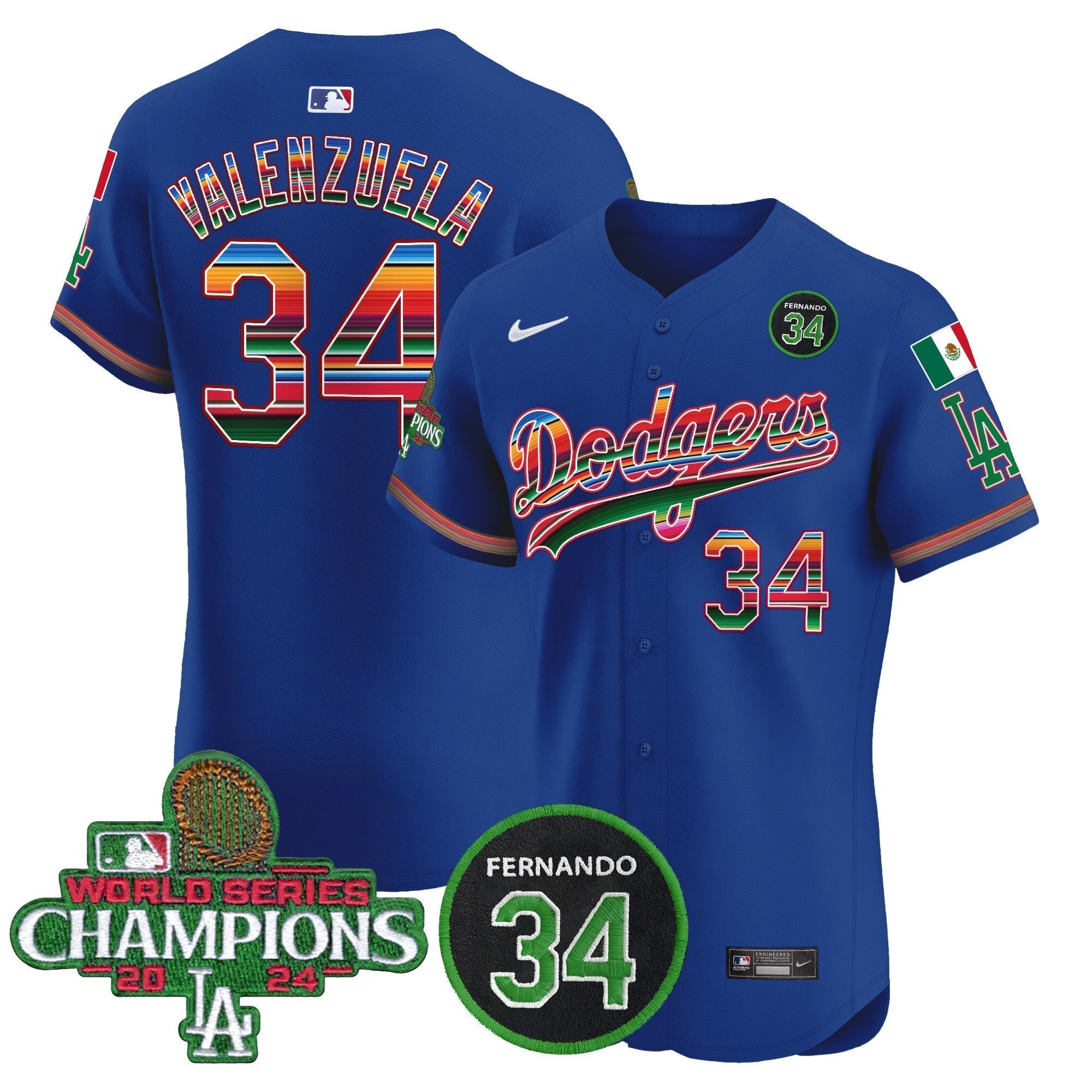 Dodgers Mexico 2024 World Series Champions Vapor Premier Elite Jersey V2 - Stitched