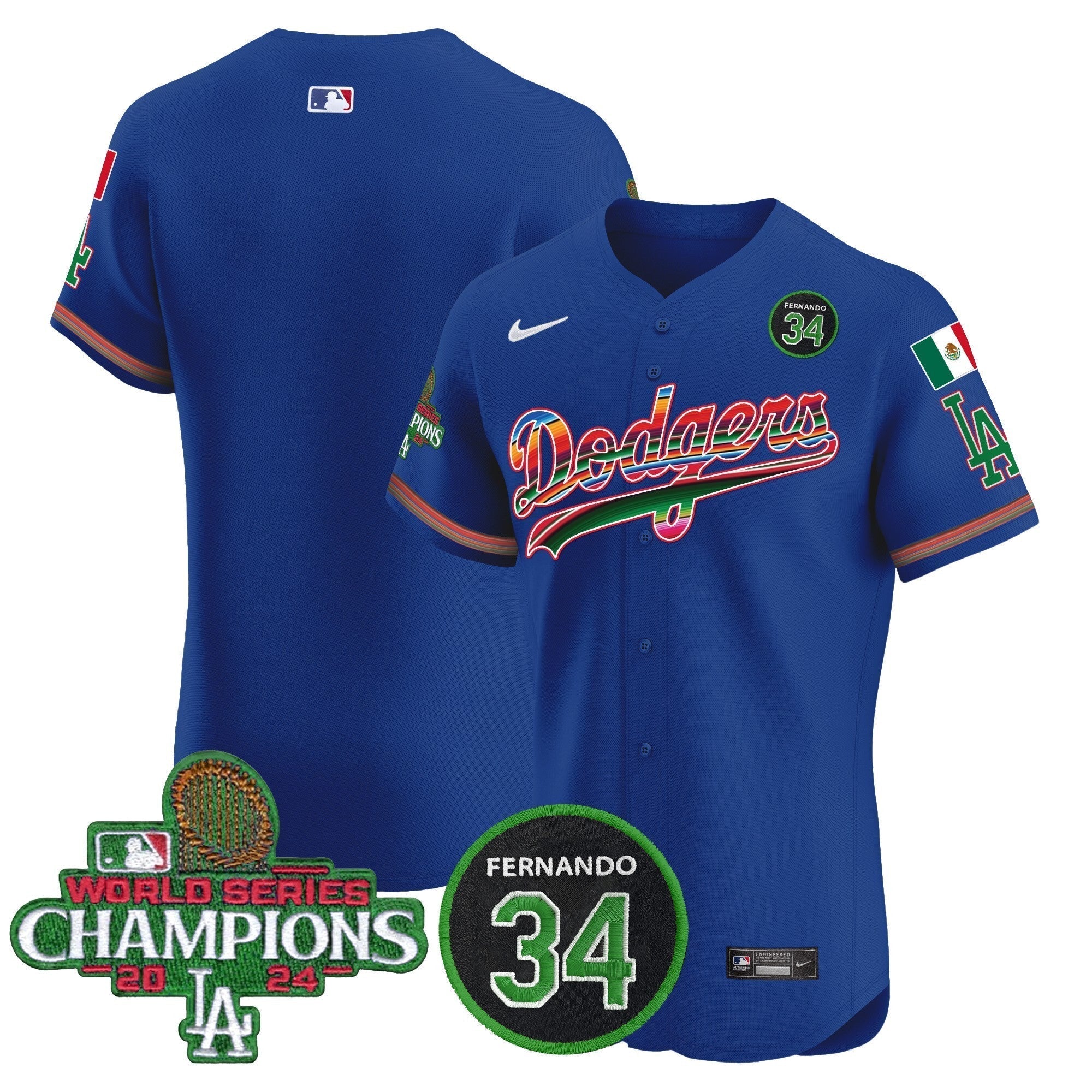 Dodgers Mexico 2024 World Series Champions Vapor Premier Elite Jersey V2 - Stitched