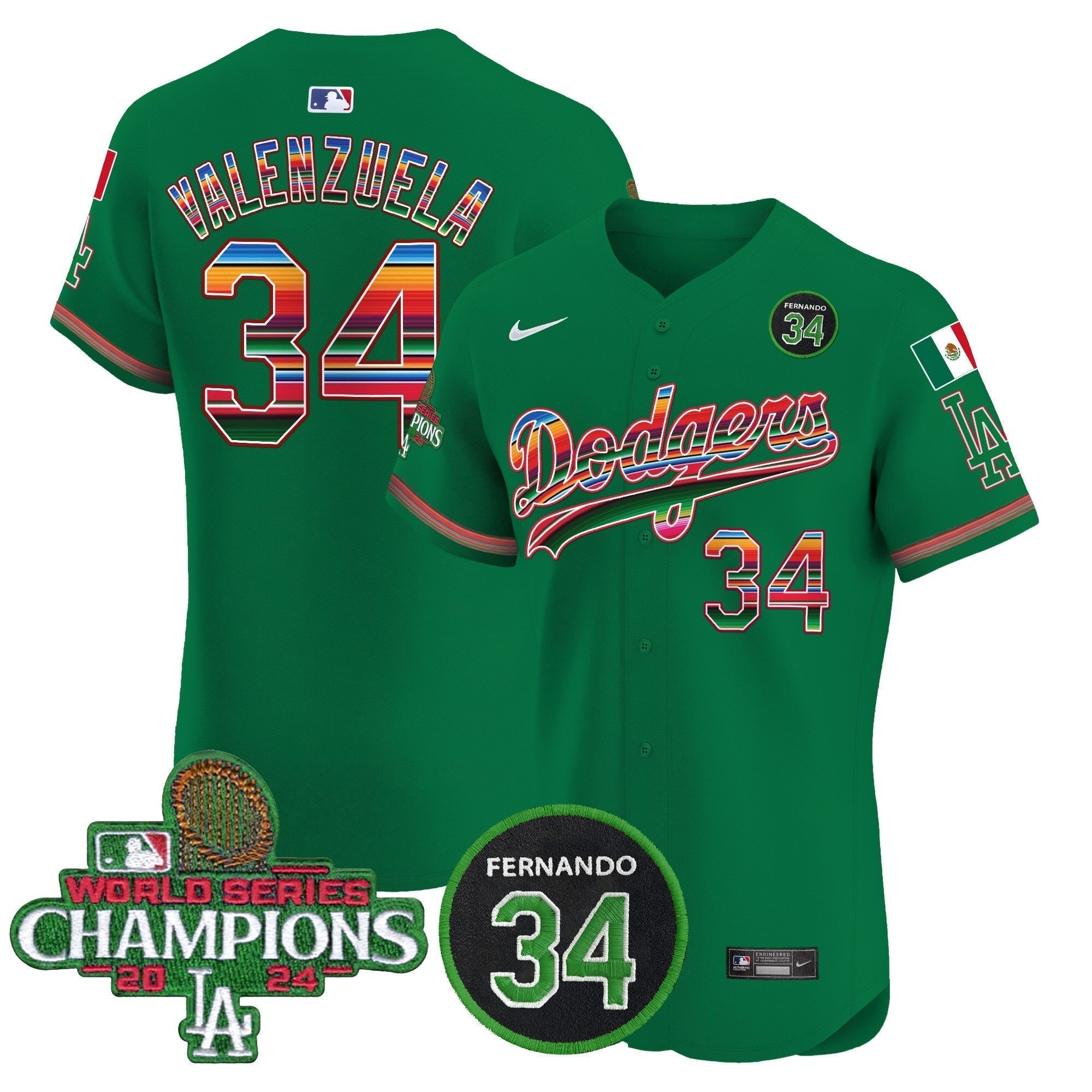 Dodgers Mexico 2024 World Series Champions Vapor Premier Elite Jersey V2 - Stitched