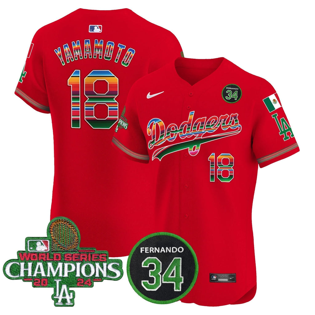 Dodgers Mexico 2024 World Series Champions Vapor Premier Elite Jersey V2 - Stitched