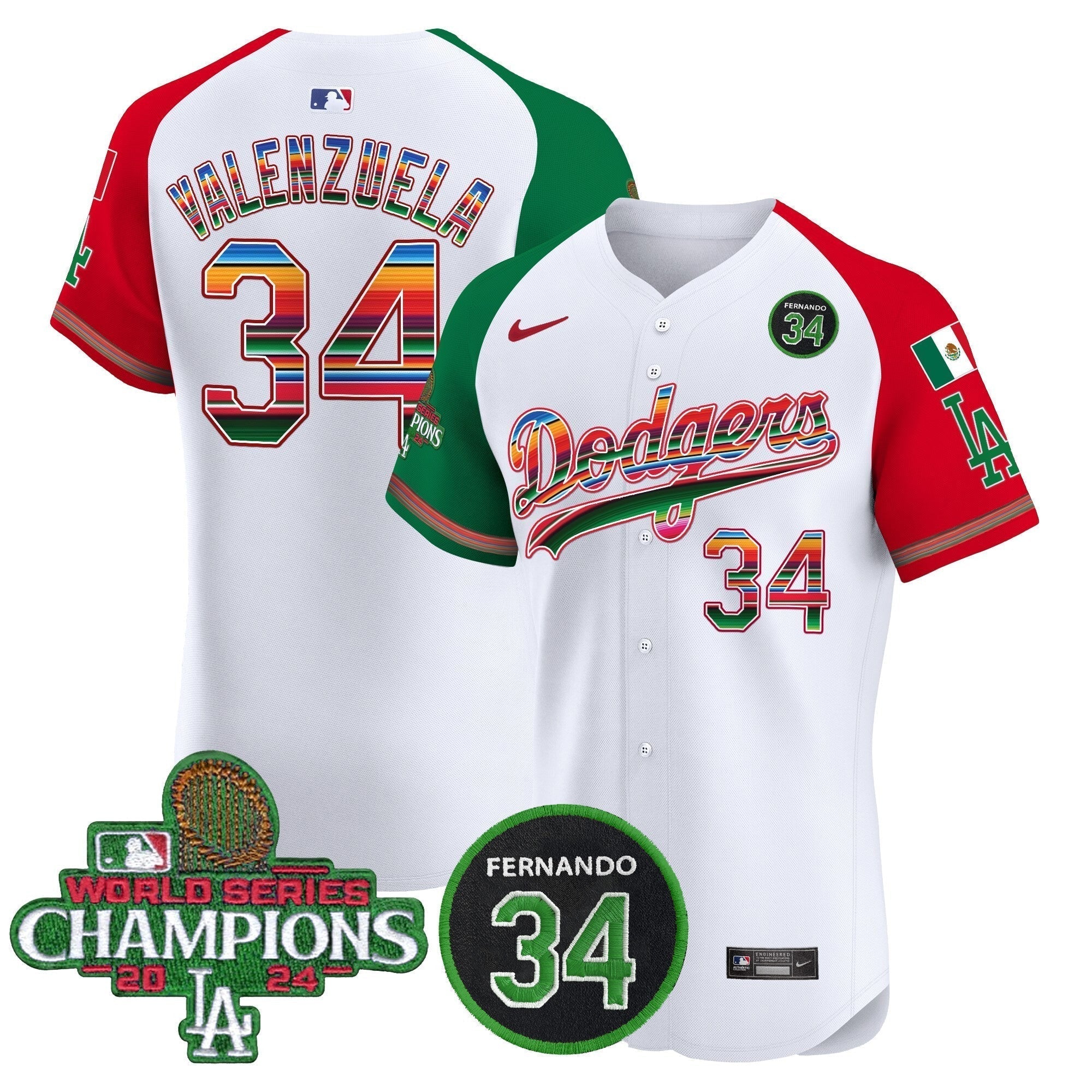 Dodgers Mexico 2024 World Series Champions Vapor Premier Elite Jersey V2 - Stitched