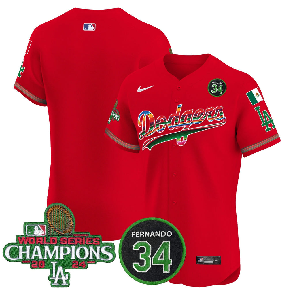 Dodgers Mexico 2024 World Series Champions Vapor Premier Elite Jersey V2 - Stitched