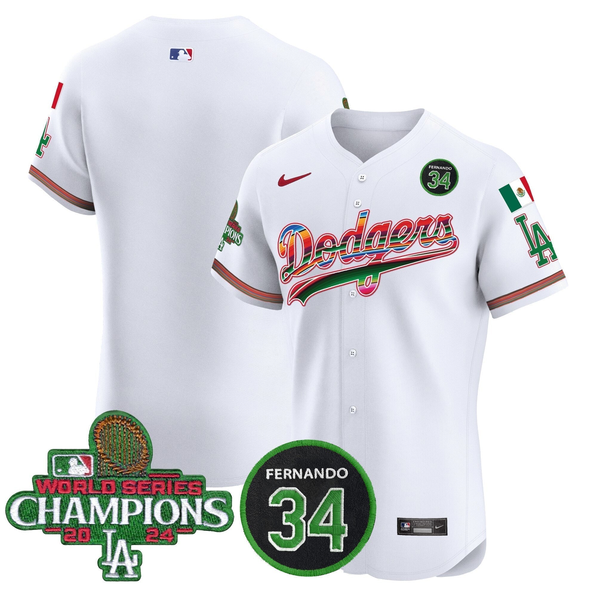 Dodgers Mexico 2024 World Series Champions Vapor Premier Elite Jersey V2 - Stitched