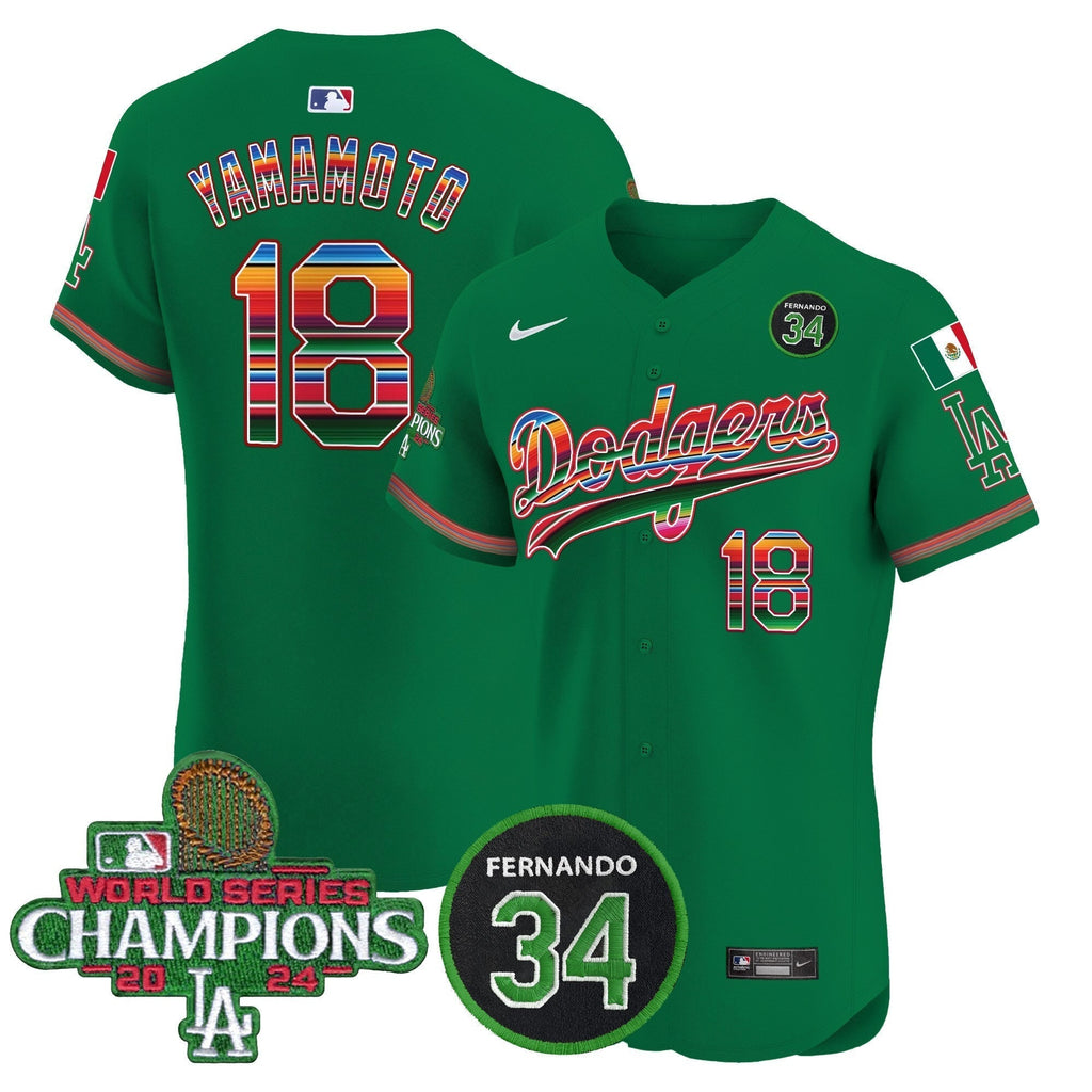 Dodgers Mexico 2024 World Series Champions Vapor Premier Elite Jersey V2 - Stitched