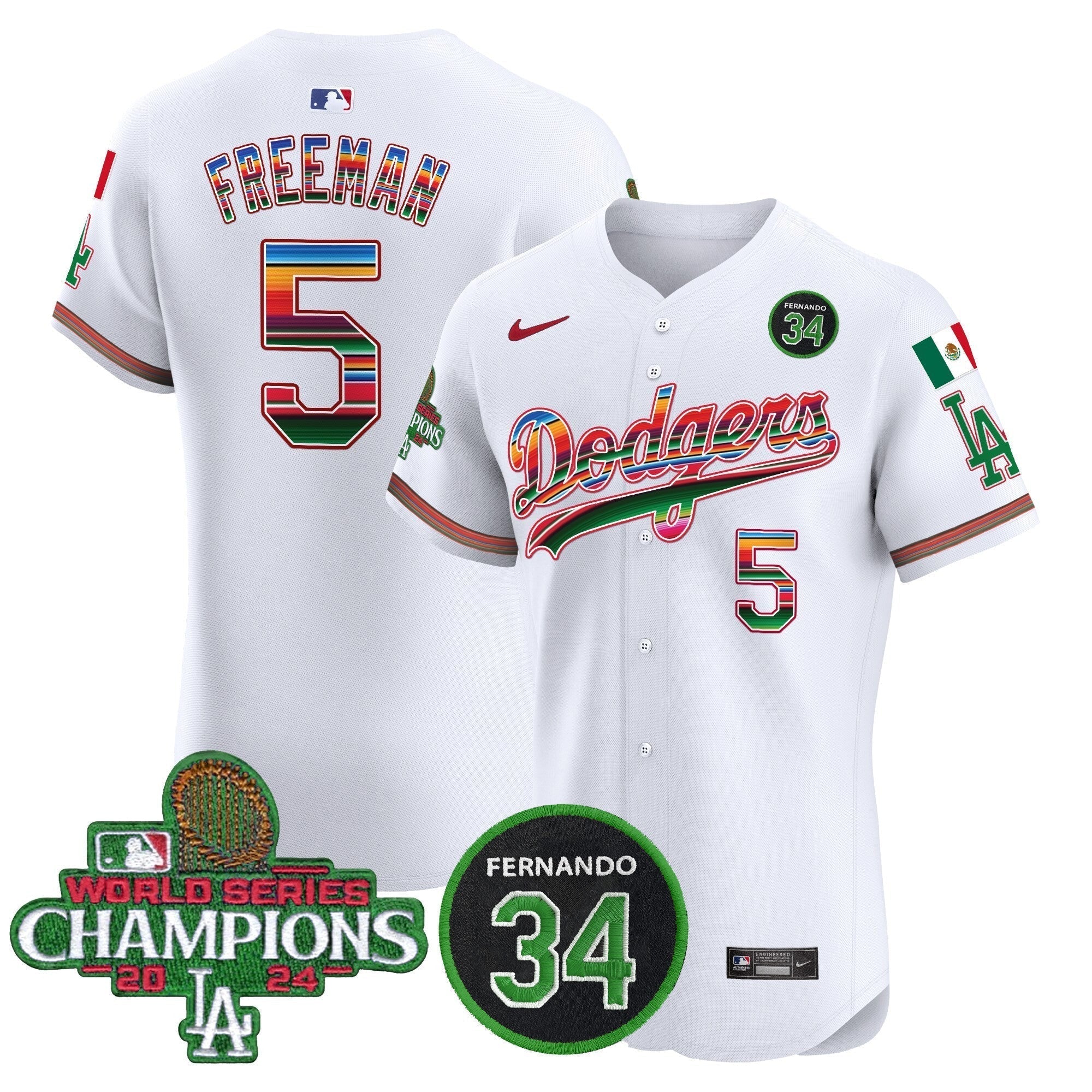 Dodgers Mexico 2024 World Series Champions Vapor Premier Elite Jersey V2 - Stitched