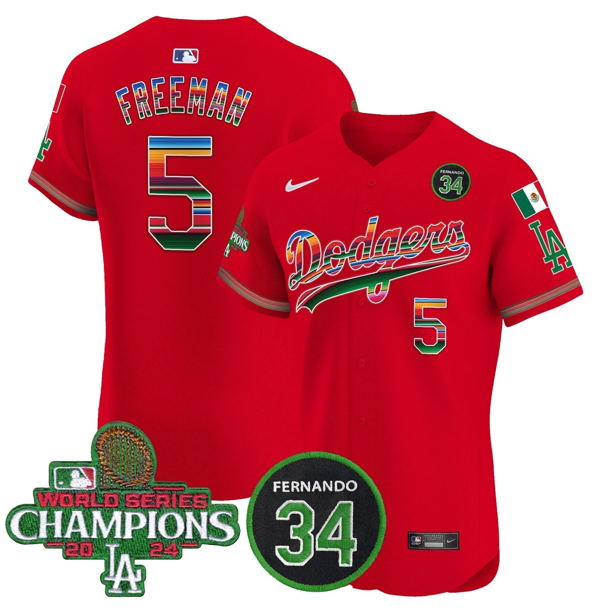 Dodgers Mexico 2024 World Series Champions Vapor Premier Elite Jersey V2 - Stitched