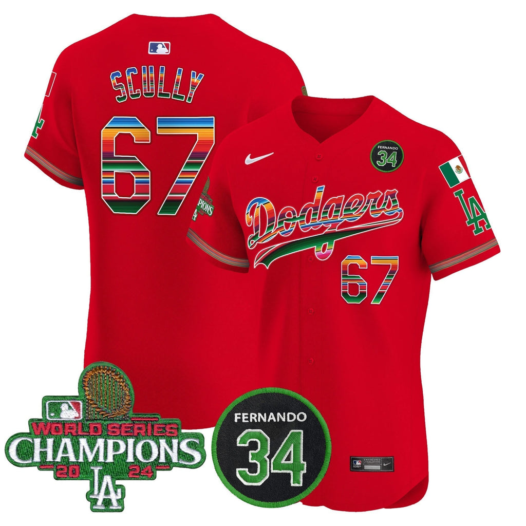 Dodgers Mexico 2024 World Series Champions Vapor Premier Elite Jersey V2 - Stitched