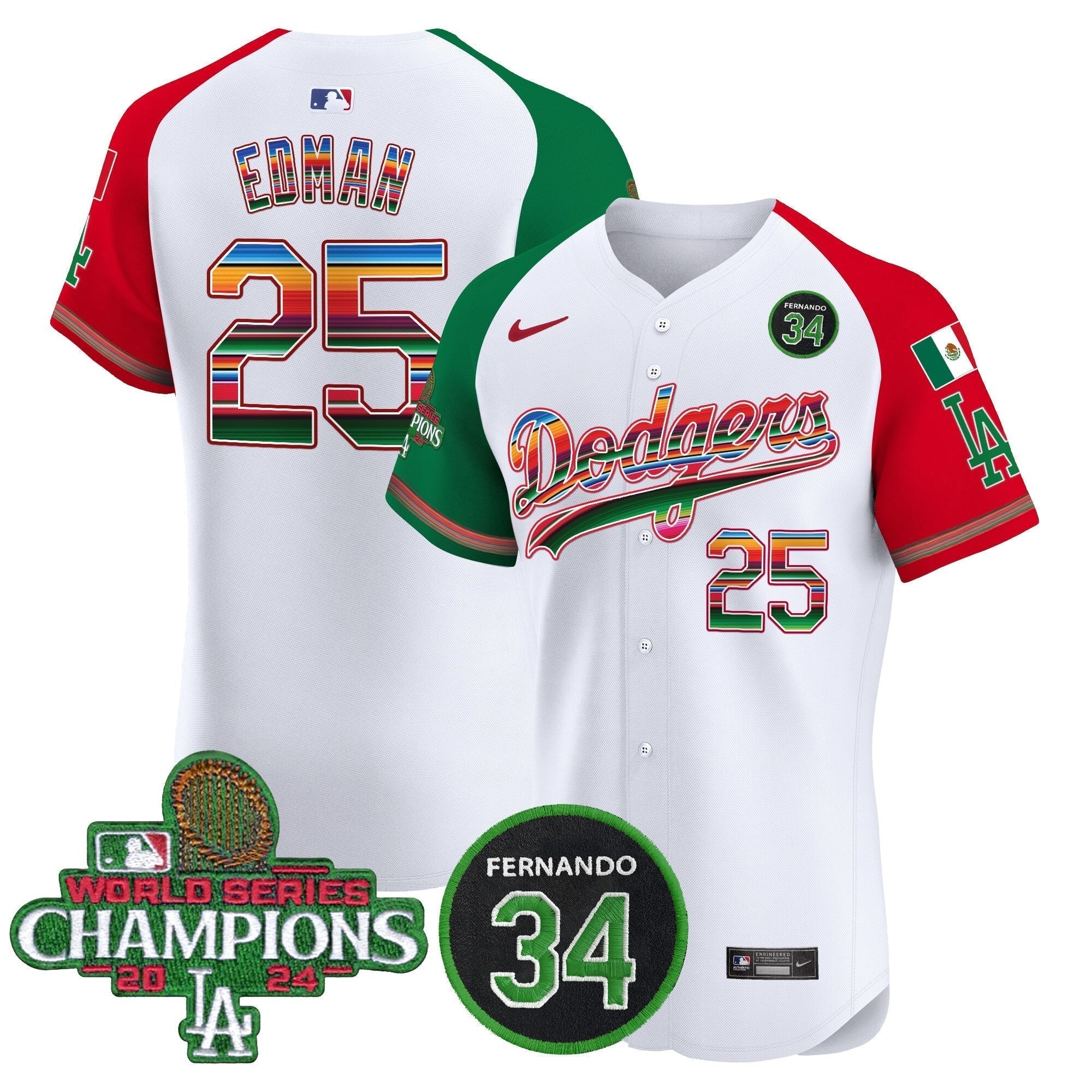 Dodgers Mexico 2024 World Series Champions Vapor Premier Elite Jersey V2 - Stitched