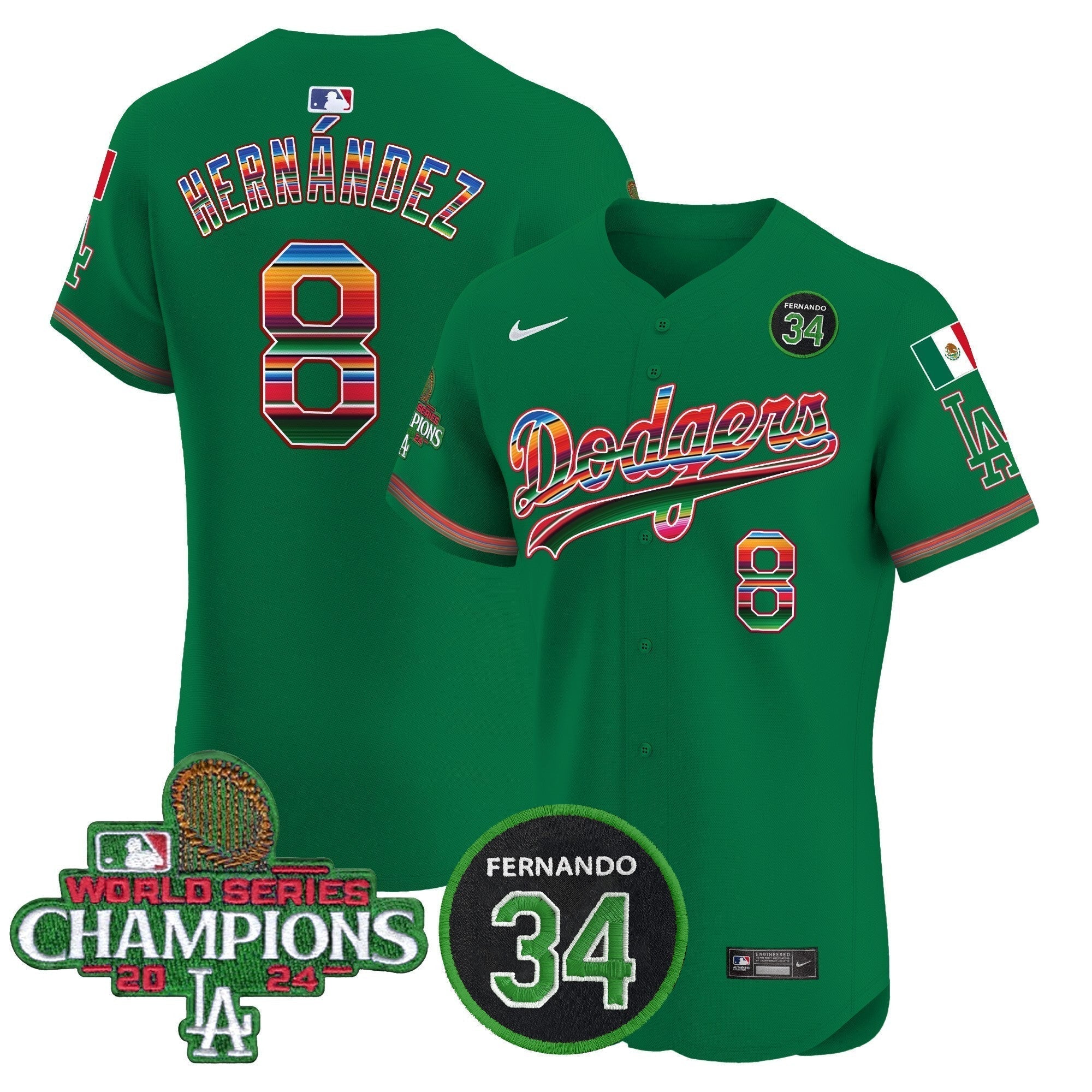Dodgers Mexico 2024 World Series Champions Vapor Premier Elite Jersey V2 - Stitched