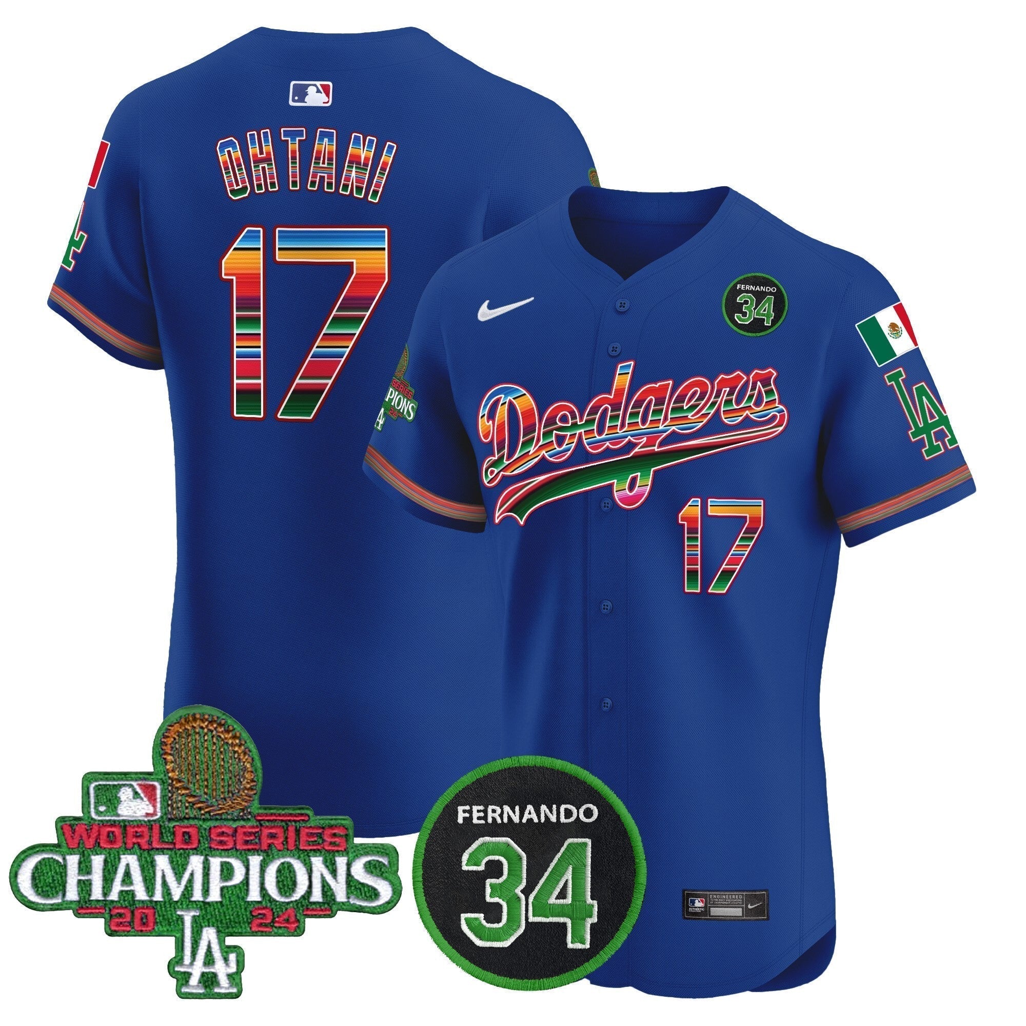 Dodgers Mexico 2024 World Series Champions Vapor Premier Elite Jersey V2 - Stitched