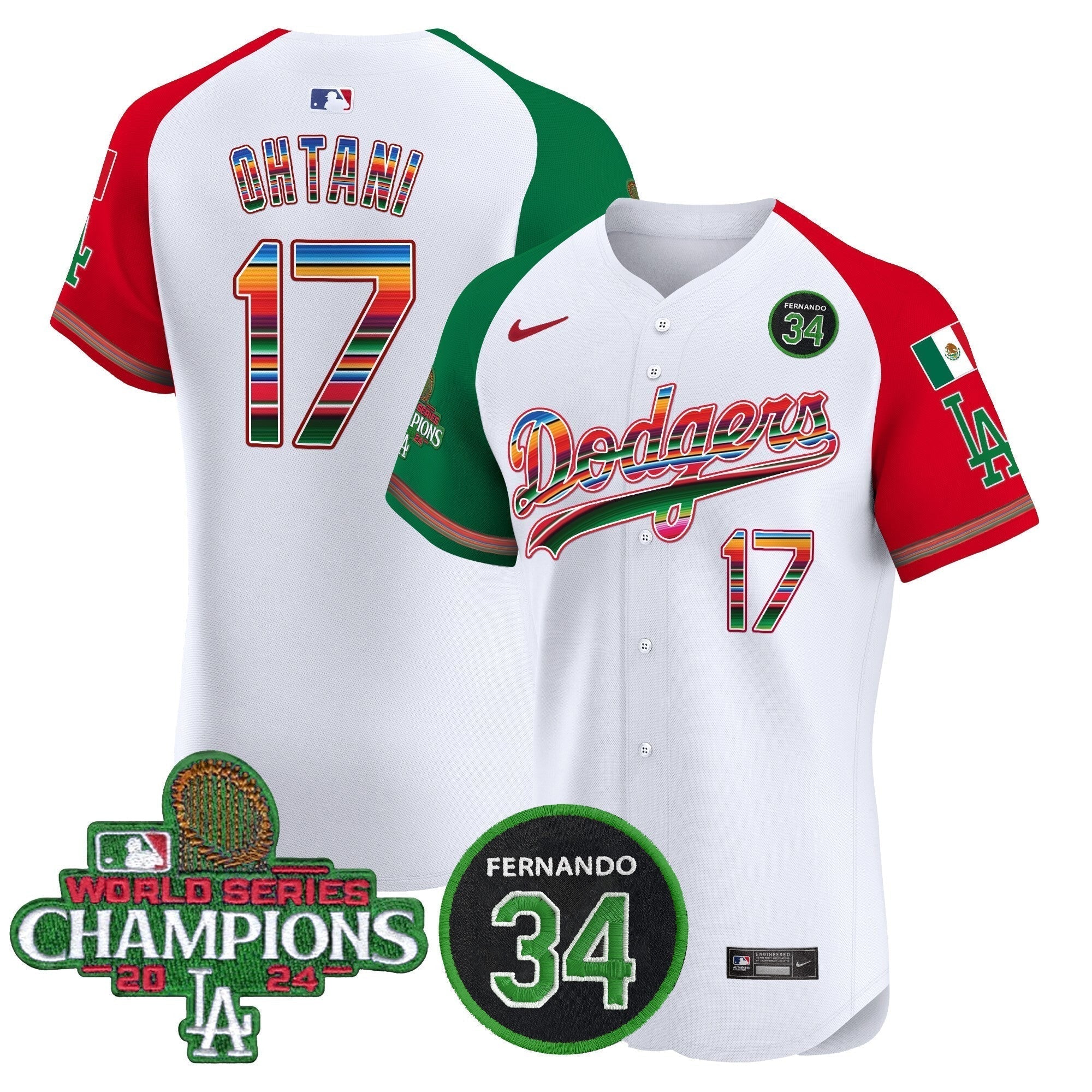 Dodgers Mexico 2024 World Series Champions Vapor Premier Elite Jersey V2 - Stitched