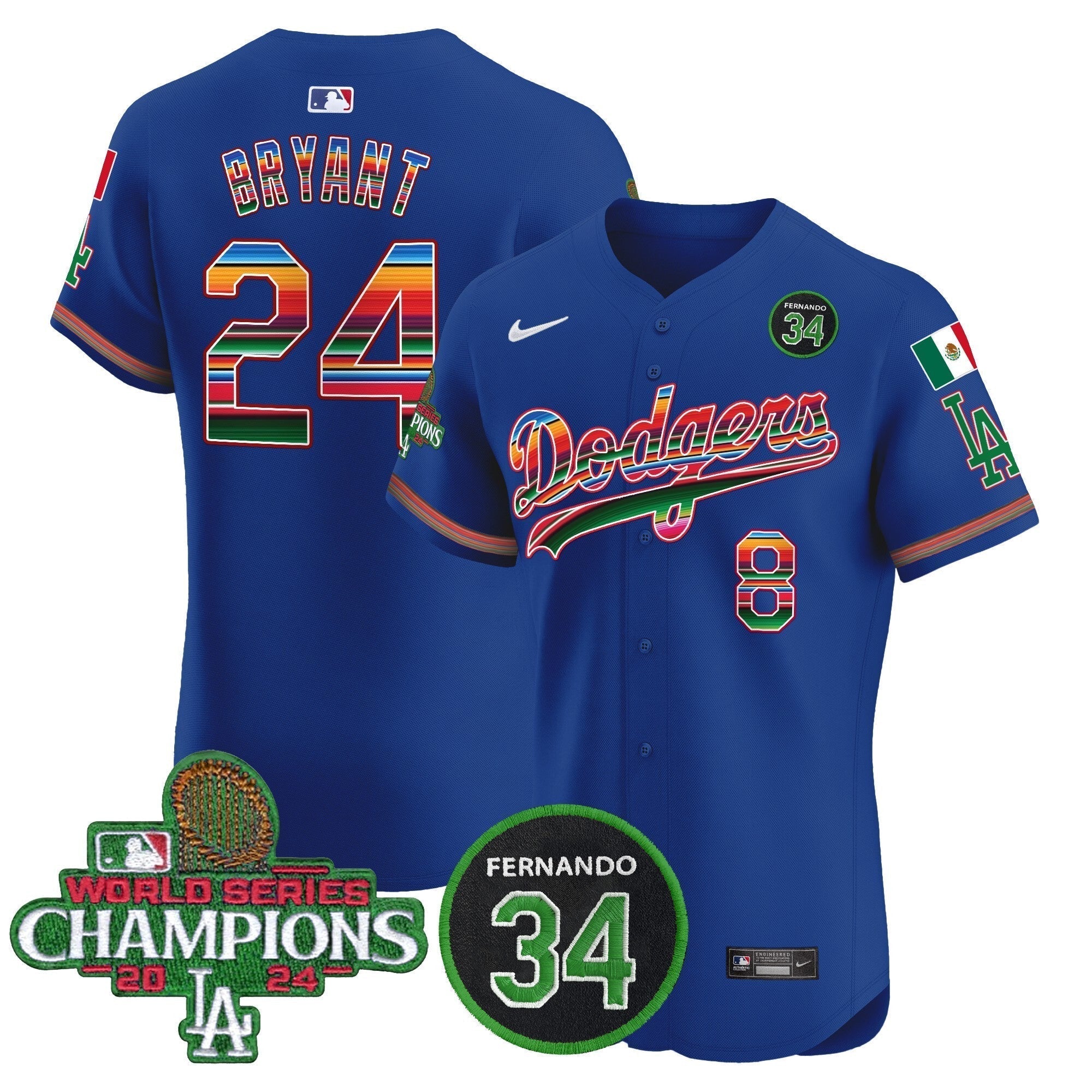 Dodgers Mexico 2024 World Series Champions Vapor Premier Elite Jersey V2 - Stitched