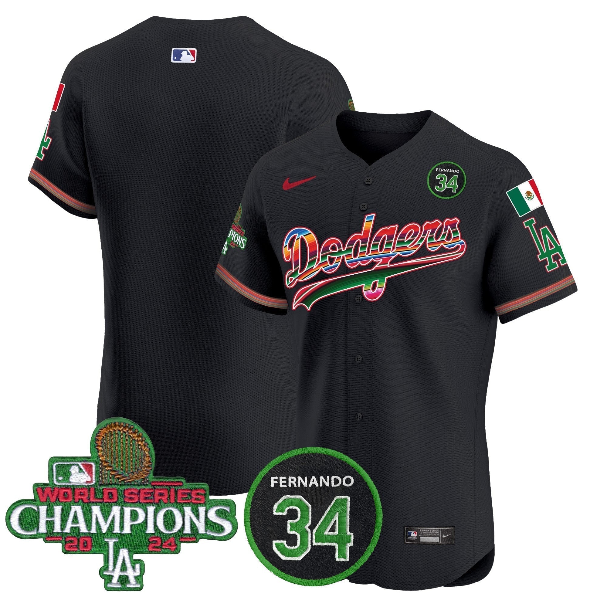 Dodgers Mexico 2024 World Series Champions Vapor Premier Elite Jersey V2 - Stitched