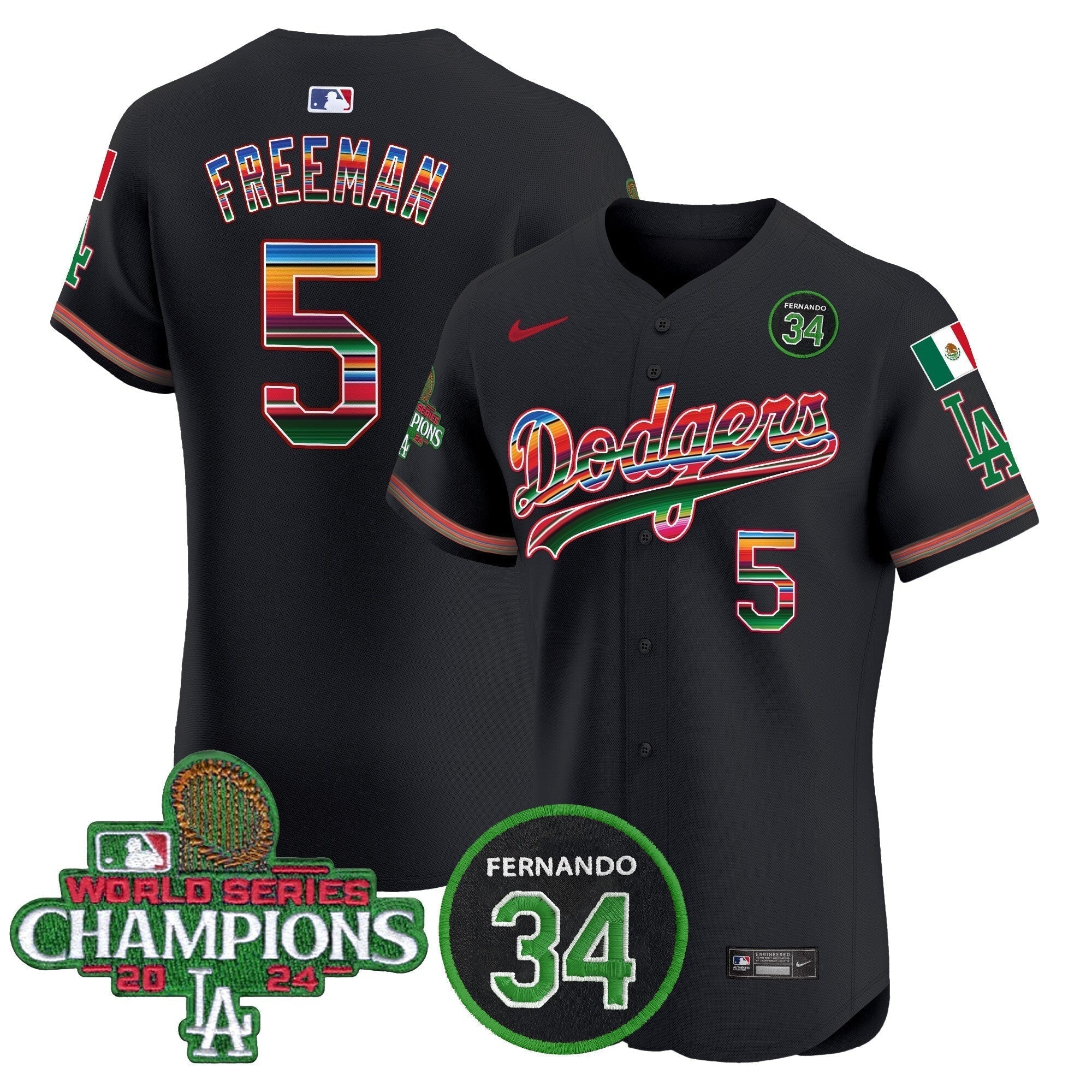 Dodgers Mexico 2024 World Series Champions Vapor Premier Elite Jersey V2 - Stitched