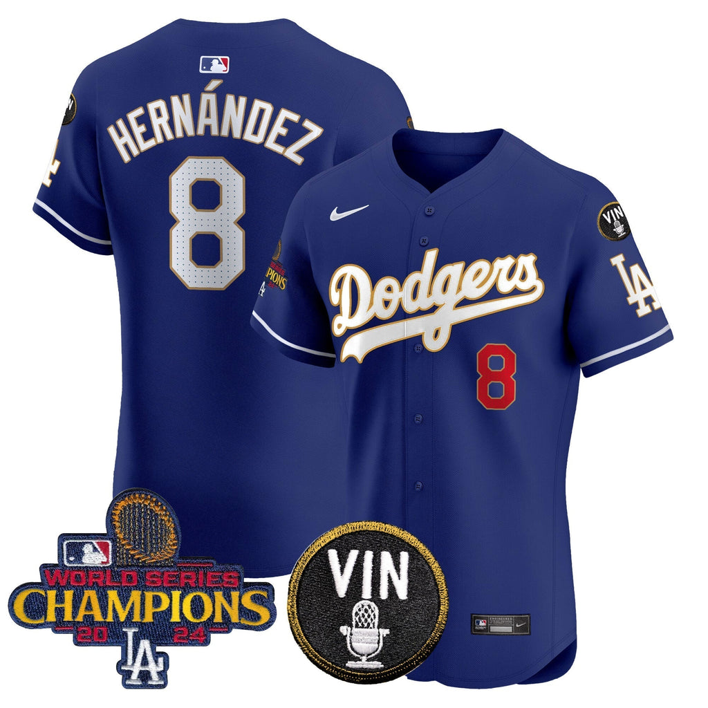 Dodgers 2024 World Series Champions Gold Trim Vapor Premier Elite Jersey - Stitched