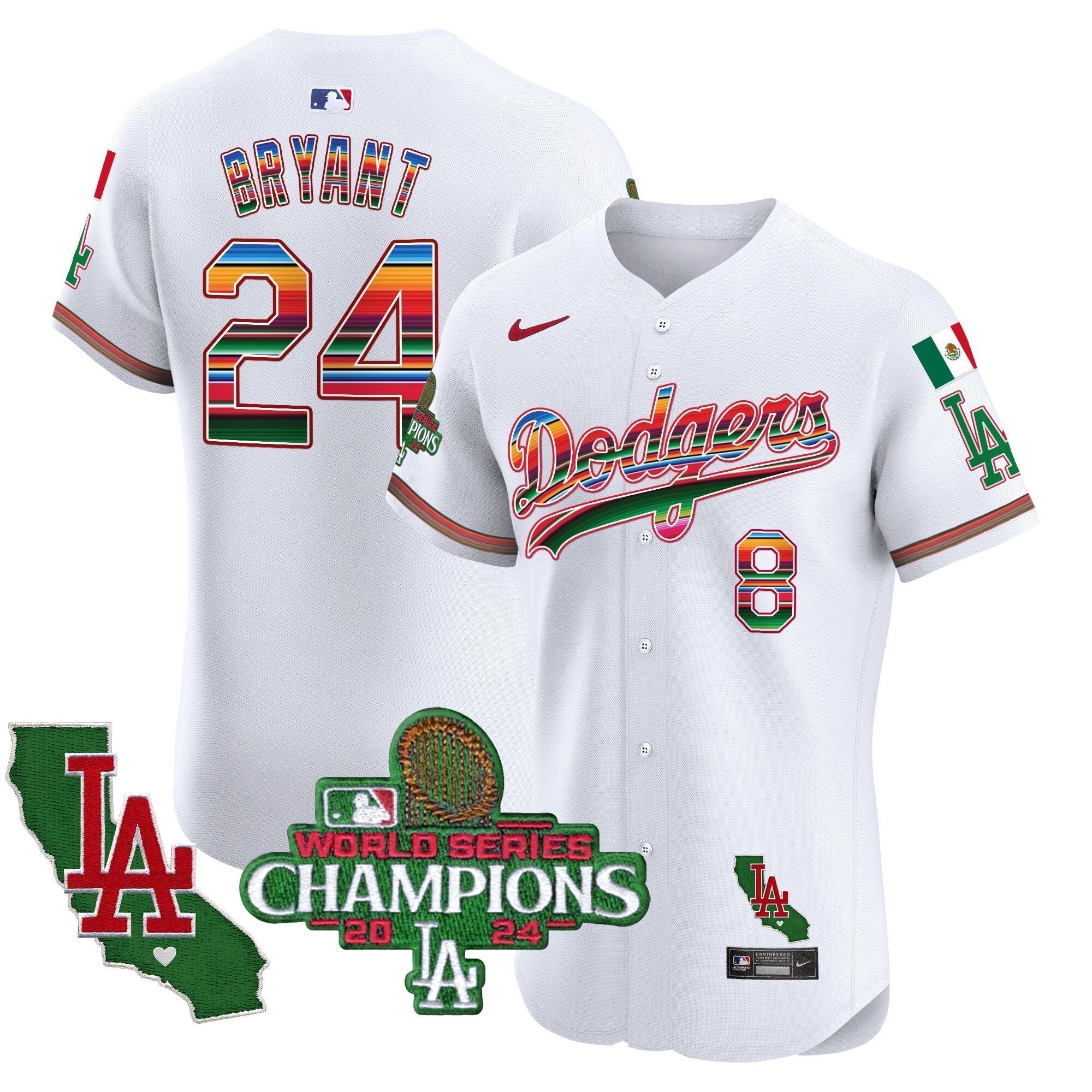 Dodgers Mexico 2024 World Series Champions Vapor Premier Elite Jersey - Stitched