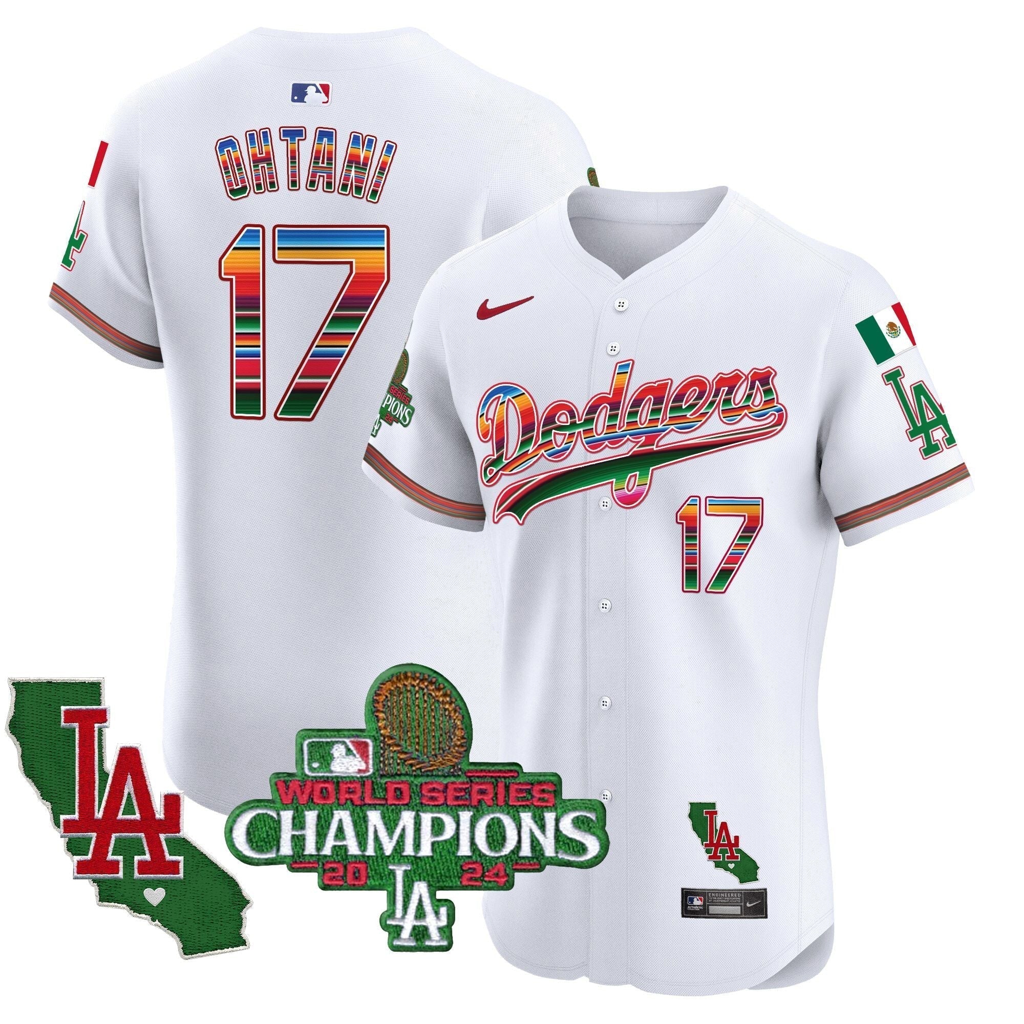 Dodgers Mexico 2024 World Series Champions Vapor Premier Elite Jersey - Stitched