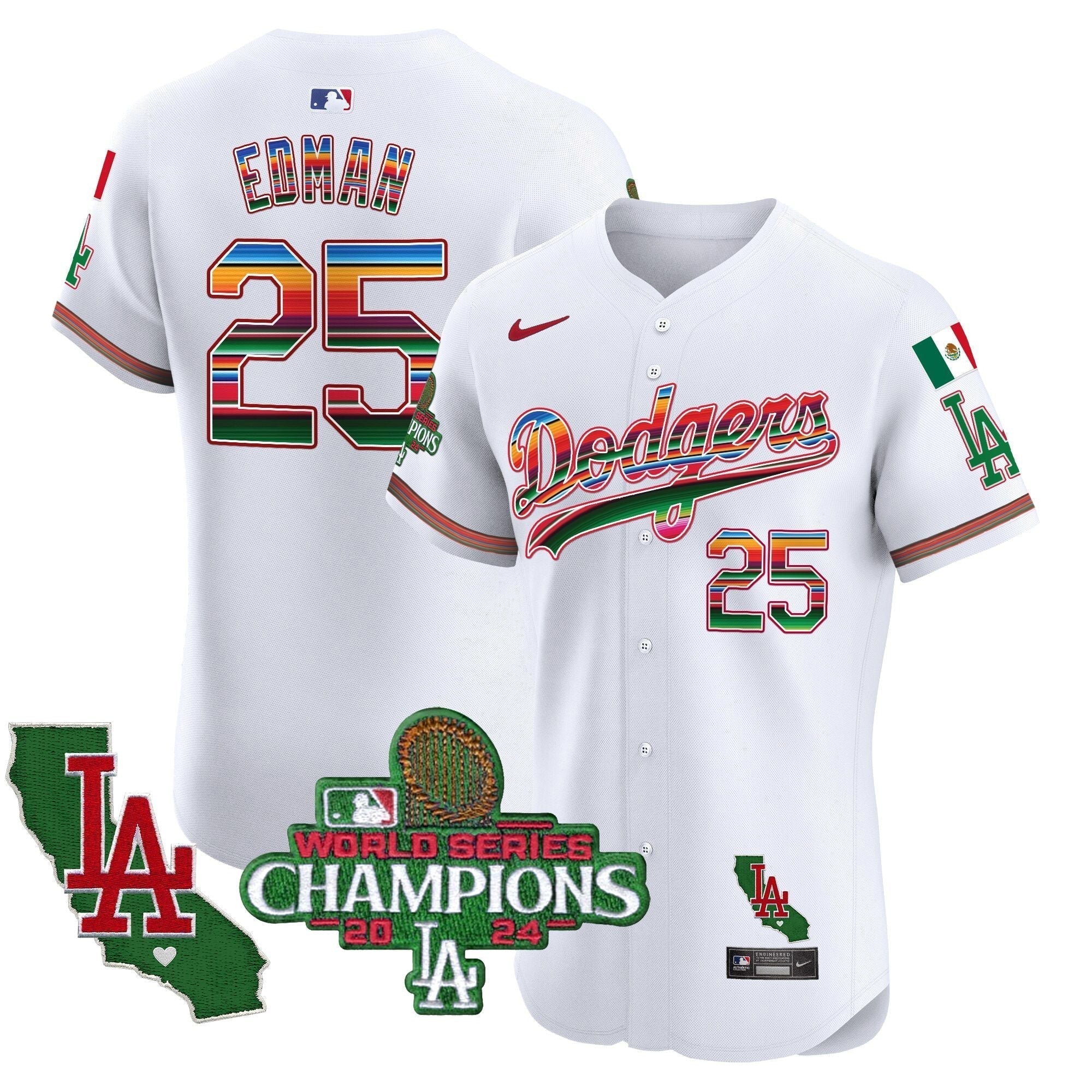 Dodgers Mexico 2024 World Series Champions Vapor Premier Elite Jersey - Stitched