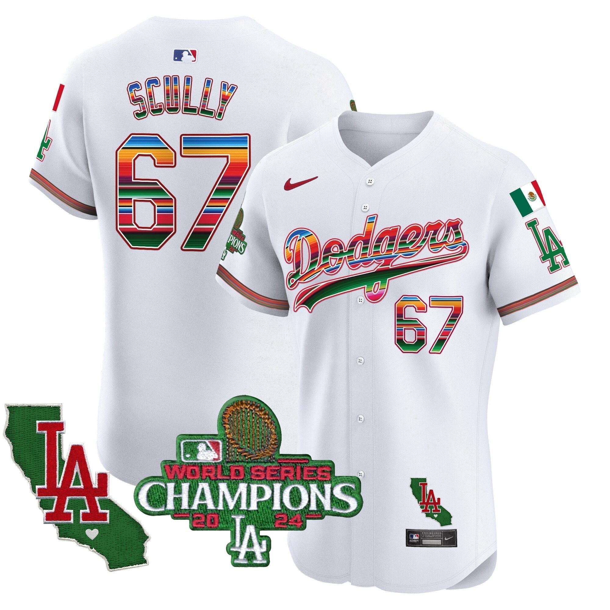 Dodgers Mexico 2024 World Series Champions Vapor Premier Elite Jersey - Stitched