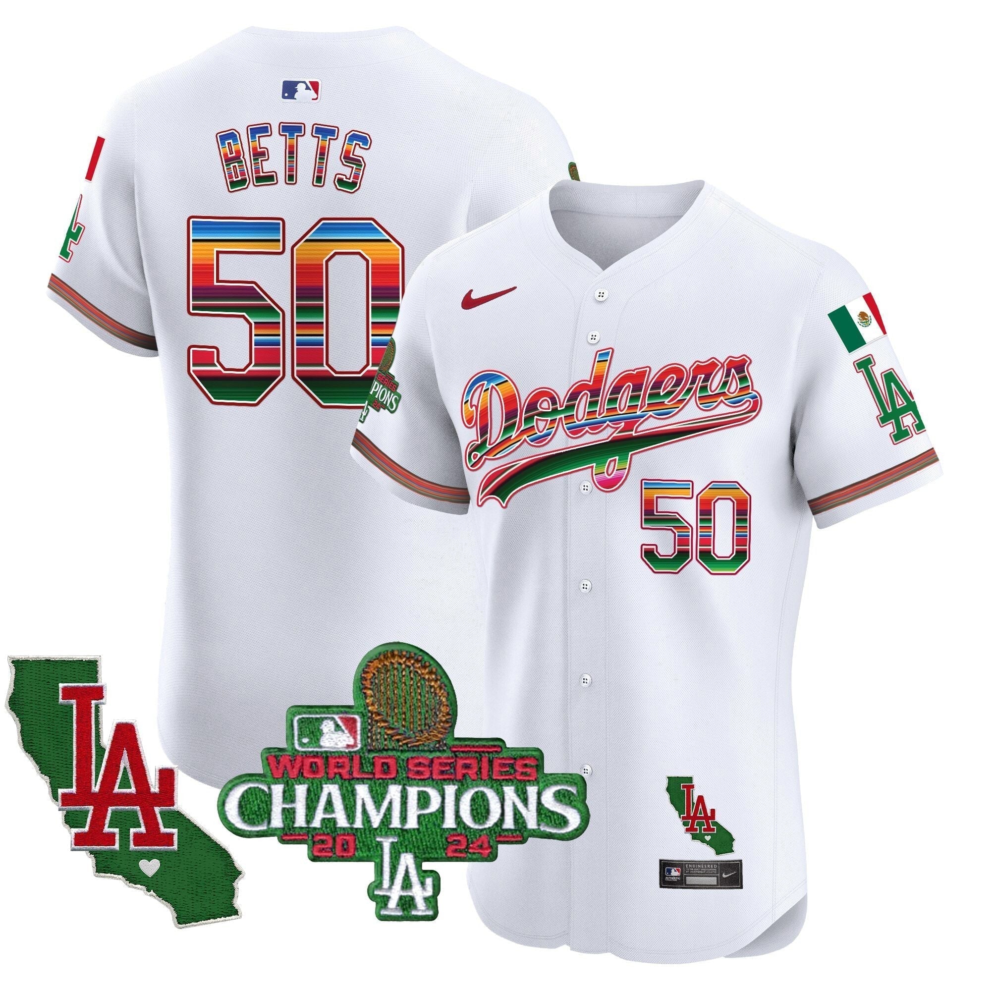Dodgers Mexico 2024 World Series Champions Vapor Premier Elite Jersey - Stitched