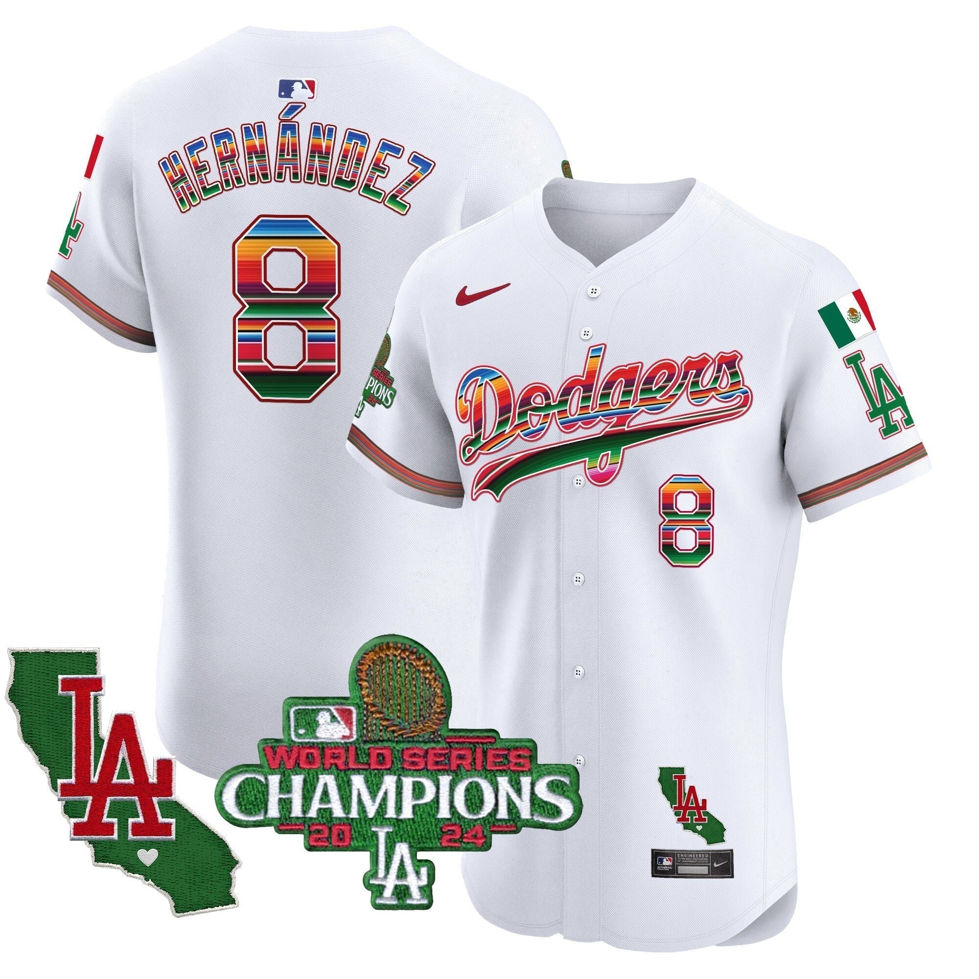 Dodgers Mexico 2024 World Series Champions Vapor Premier Elite Jersey - Stitched