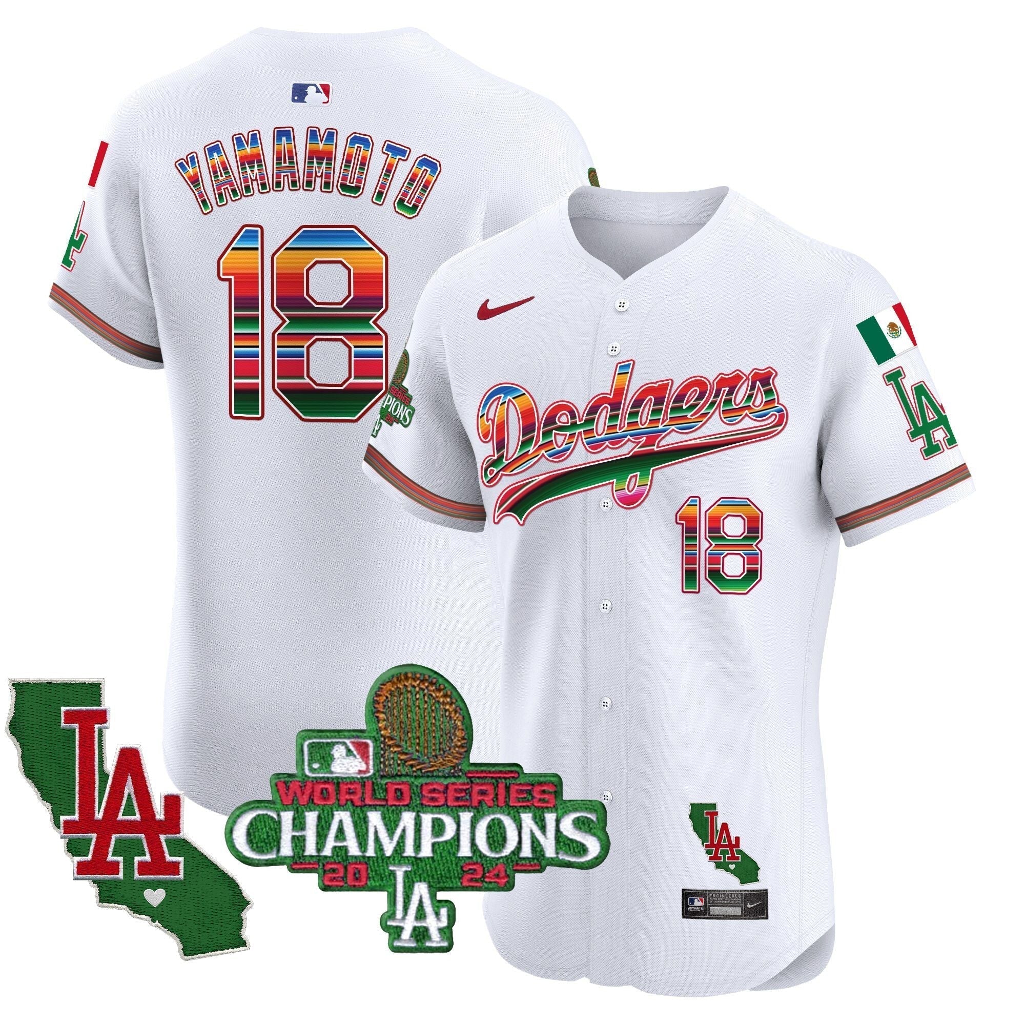 Dodgers Mexico 2024 World Series Champions Vapor Premier Elite Jersey - Stitched